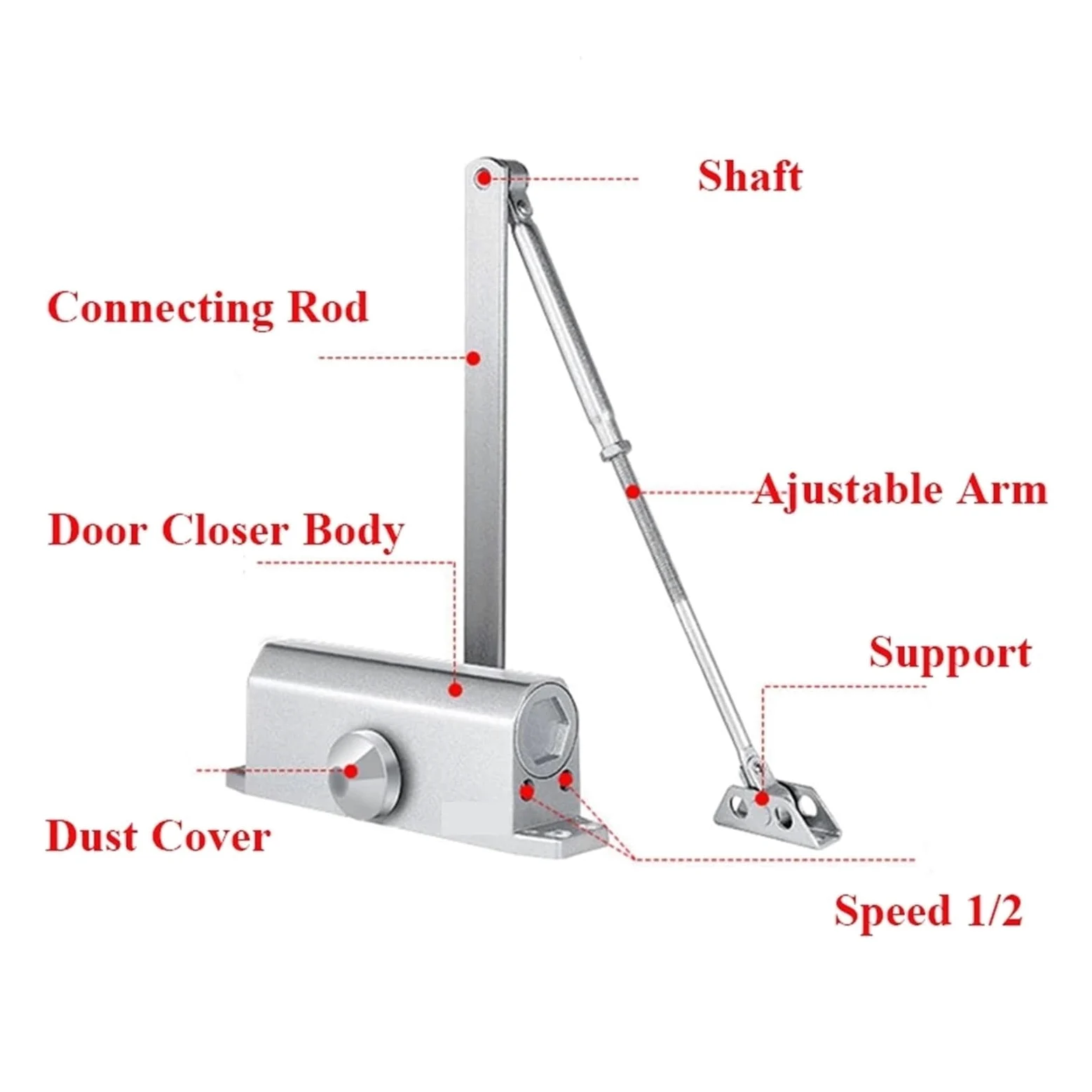 Chiudiporta automatico idraulico da 25 kg a 85 kg, velocità regolabile, attrezzatura per chiusura silenziosa, facile per uso domestico e commerciale (M), M-65 kg