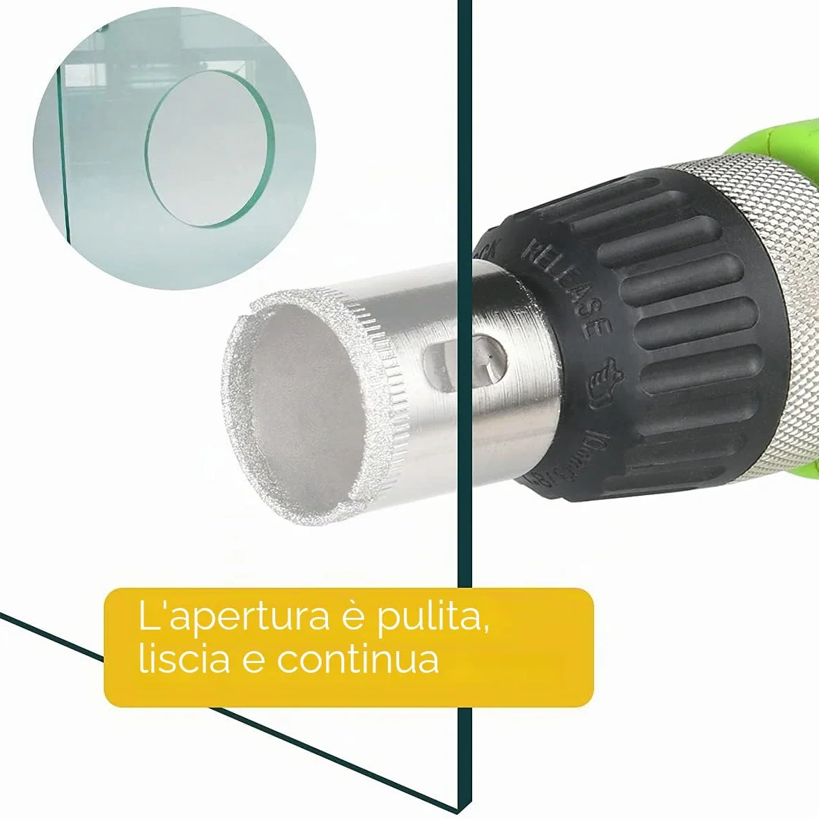 Flintronic Set di Punte Diamantate, 15 Frese a Tazza Professionale, per Vetro Piastrelle Ceramica Marmo Porcellana, Acciaio al Carbonio 8-50mm