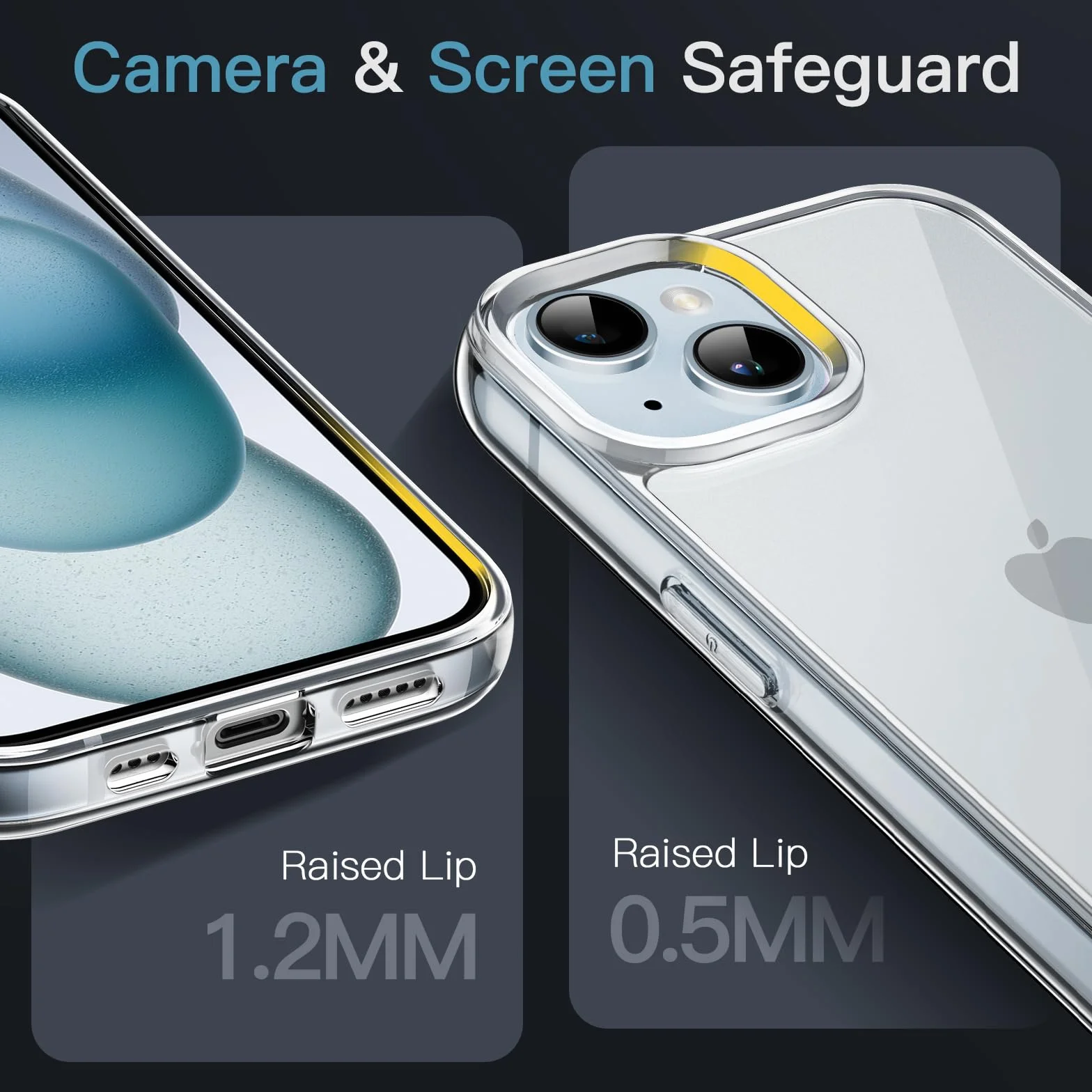 JETech Cover per iPhone 15 6,1 Pollici, Anti Ingiallimento Custodia con Antiurto, Anti-Graffio e Retro Trasparente (Trasparente)
