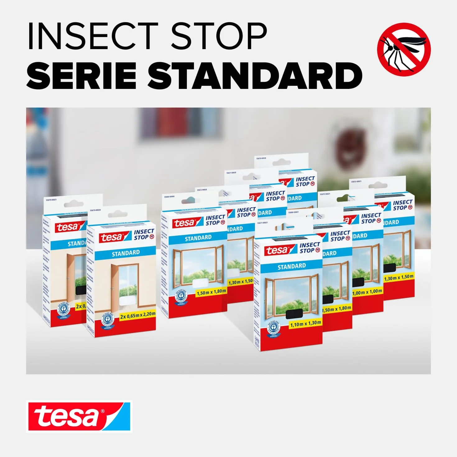 Tesa Insect Stop Zanzariere Attacca & Stacca STANDARD per Finestre Bianco 130x150 cm