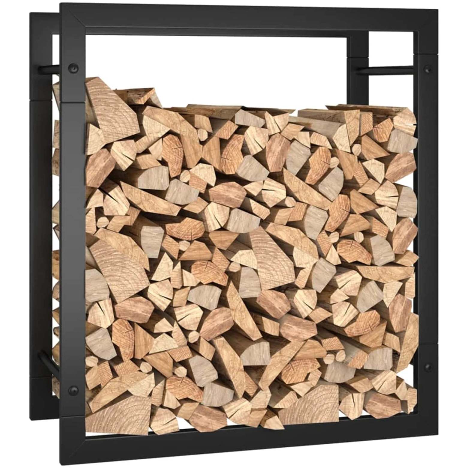 Homgoday Portalegna Nero Opaco 50x28x56 cm in Acciaio, Portalegna da Interno, Portalegna da Ardere, Porta Legna per Camino, Legnaia da Interno, Impilabile Stufa Ripiano Legno