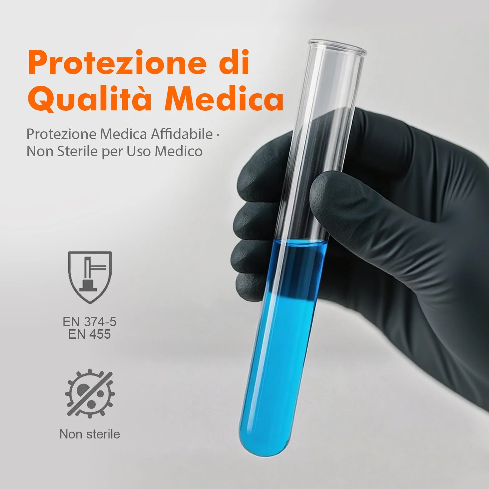 GRIFEMA Guanti in Nitrile Neri 100 Pezzi Taglia, Monouso Senza Polvere e Lattice, Uso Alimentare, Alta Sensibilità Tattile, EN 455/374-M