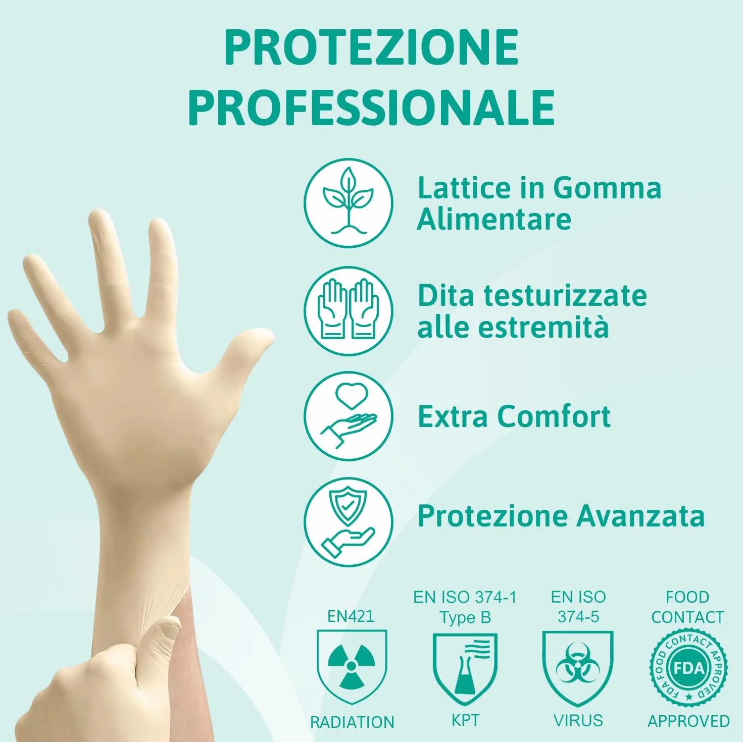 Ansell MicroFlex 63-864 Guanti Monouso in Lattice, Senza Polvere, Taglia M (100 Pezzi)