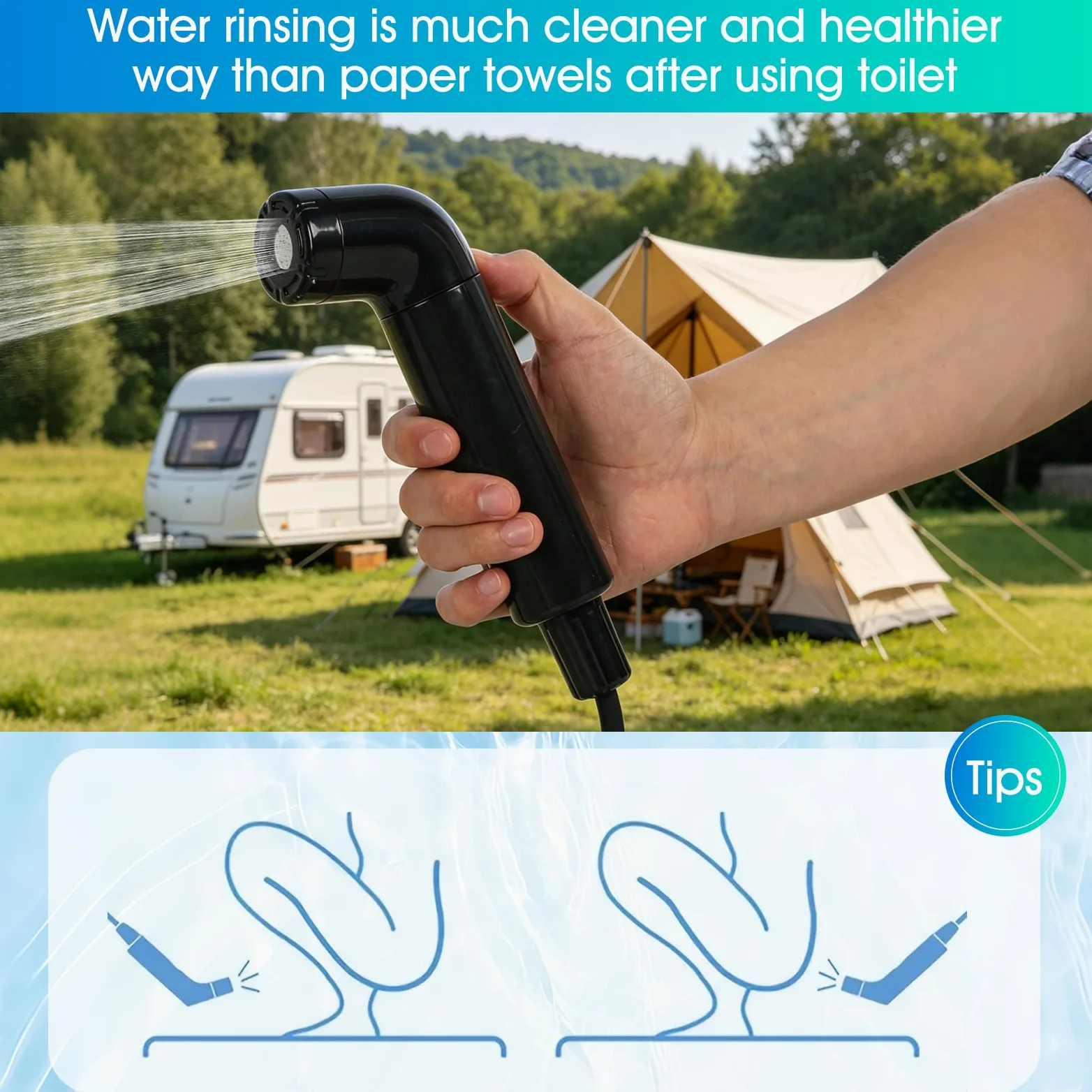 Bidet elettrico da viaggio, 2,5 l, bidet portatile, ricaricabile, con tubo dell'acqua filtrante da 1,2 m, doccetta per WC all'aperto, campeggio, bidet portatile per viaggi, post-partum, doccia intima