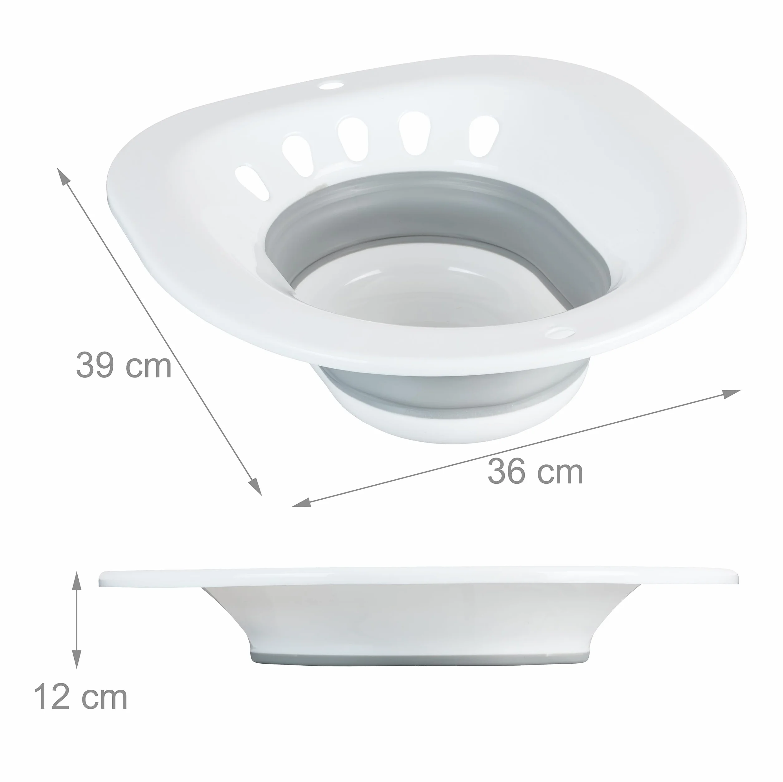 Relaxdays Bidet Pieghevole per WC, 12 x 36 x 39 cm, Igiene Intima, Plastica, Bianco/Grigio