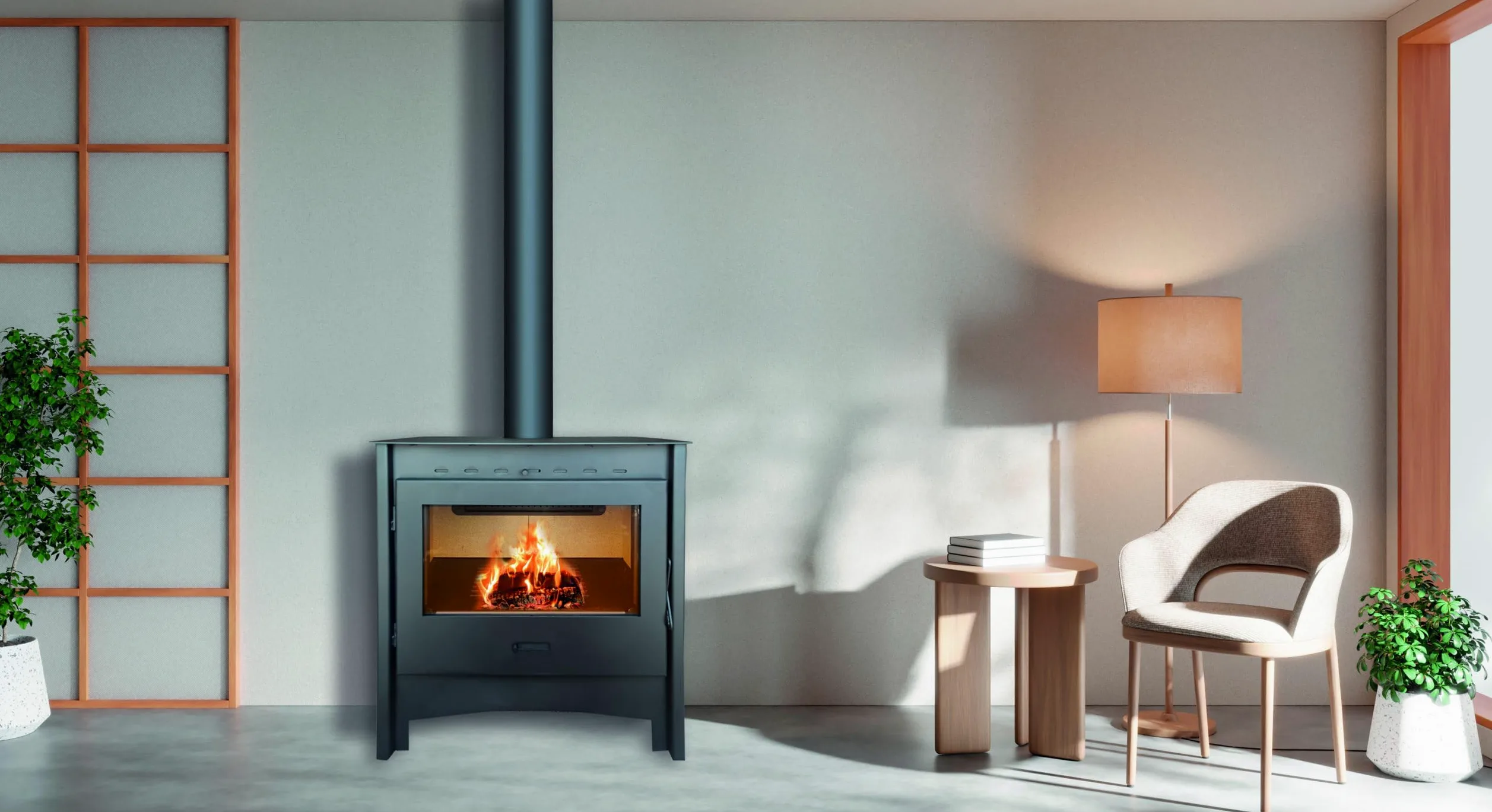 MF - Stufa a Legna Lara da 13,4 kW in Acciaio con Ampio Vetro Panoramico, Camera in Vermiculite e Vetro Ceramico Pulito - Alta Efficienza e Basse Emissioni