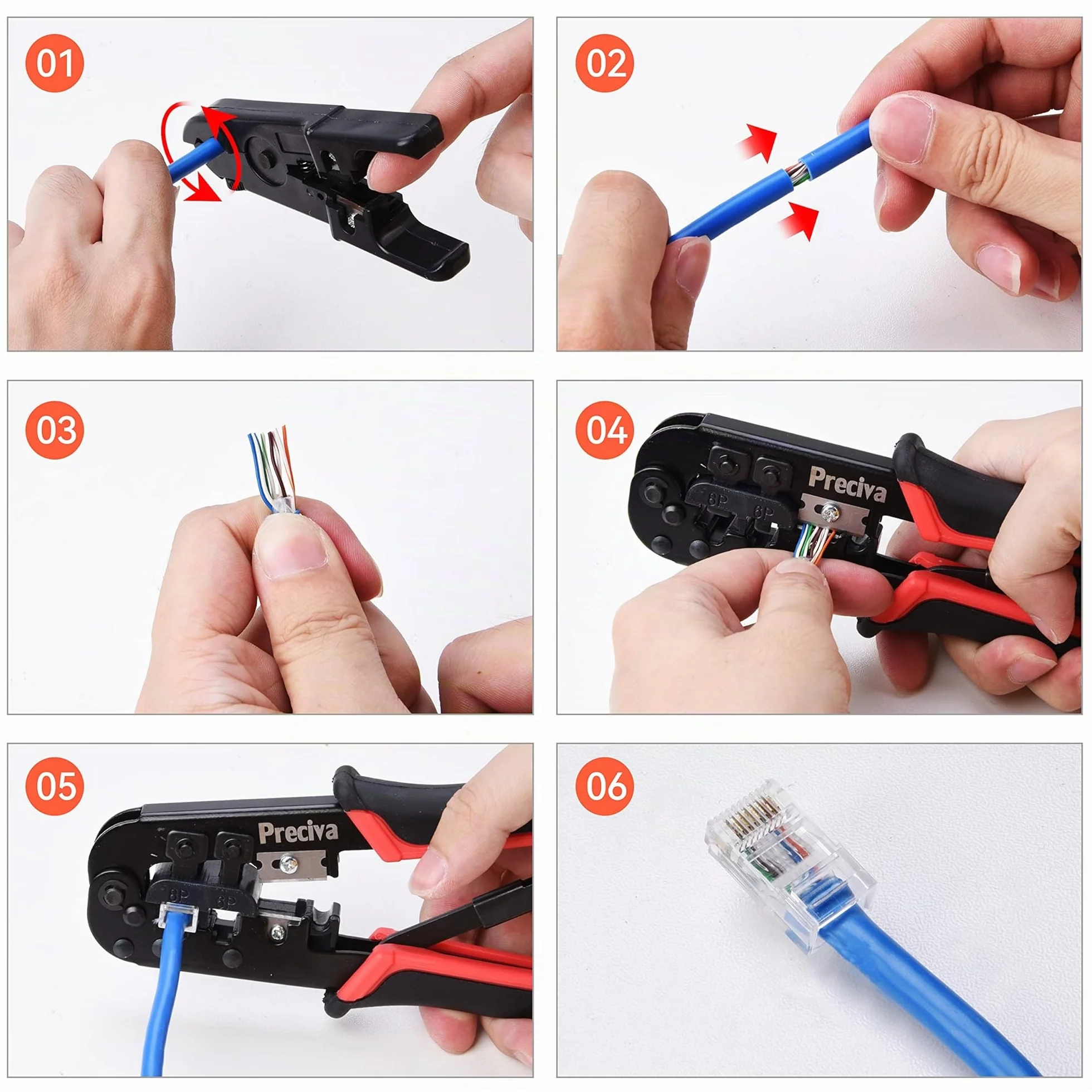 Preciva RJ45 RJ11 Kit di Rete Professionale 97 in 1 Crimpatrice Cavi Ethernet LAN Tester