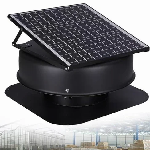 Ventilatore solare ad alto flusso d'aria – 42 W, 1470 CFM, termostato controllato per la ventilazione del tetto per casa, garage, serra, camper – soluzione di raffreddamento ad alta efficienza