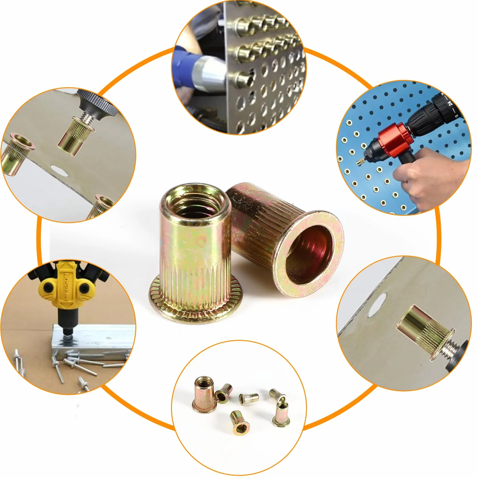 Kit di Dadi Rivetti in Acciaio Zincato M3 M4 M5 M6 M7 M8 M10 165 Pezzi