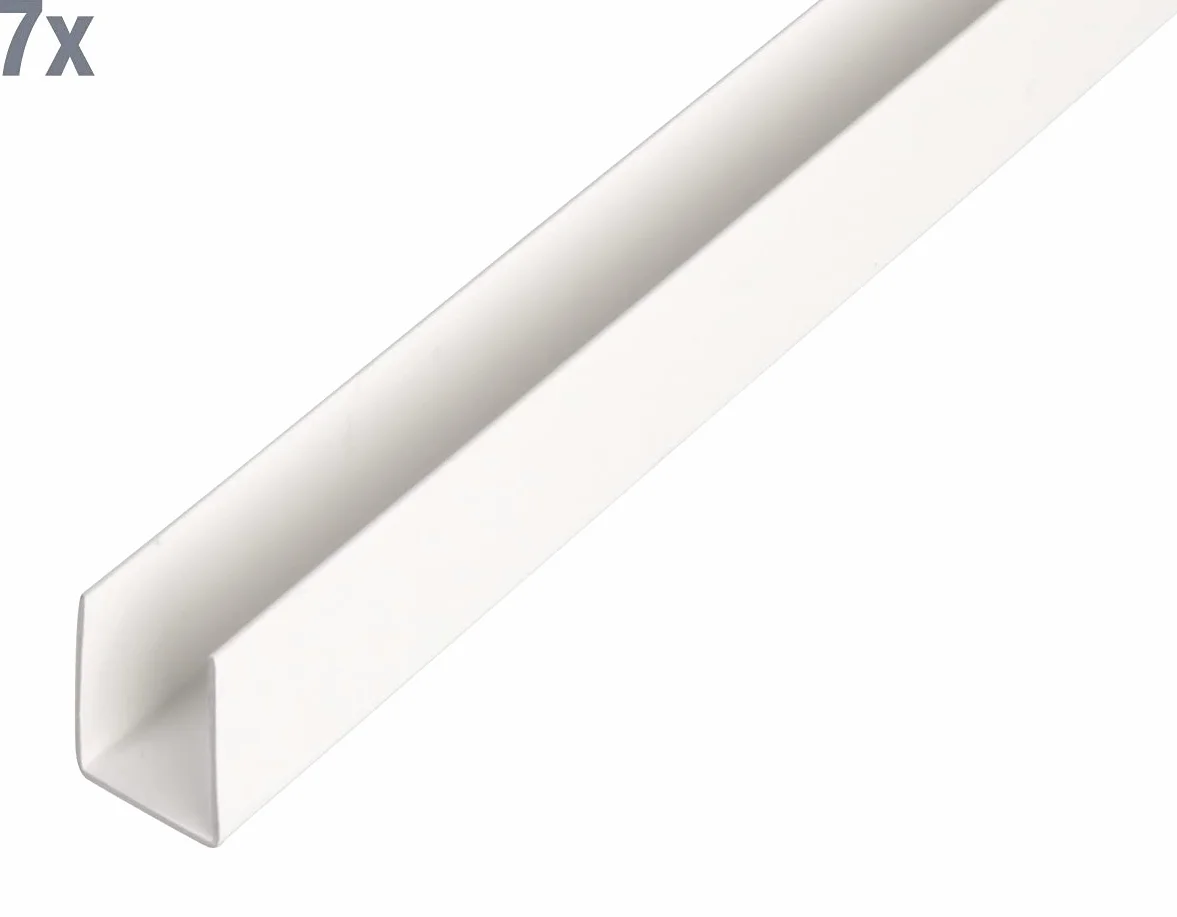 Alberts 498962 - Profilo a U, in plastica, bianco, 1000 x 21 x 20 mm, set da 7 pezzi