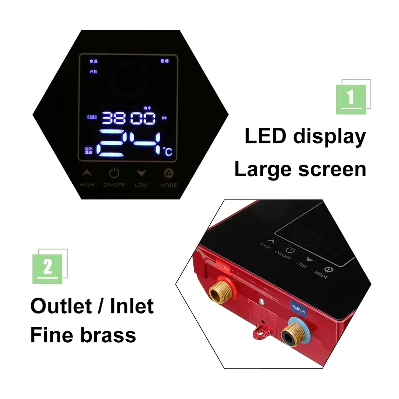 Scaldabagno Elettrico Digitale LCD Da 8500 W. Controllo Vocale Toccante. Scaldacqua Istantanei Senza Serbatoio A Temperatura Costante riscaldare rapidamente(Gold)