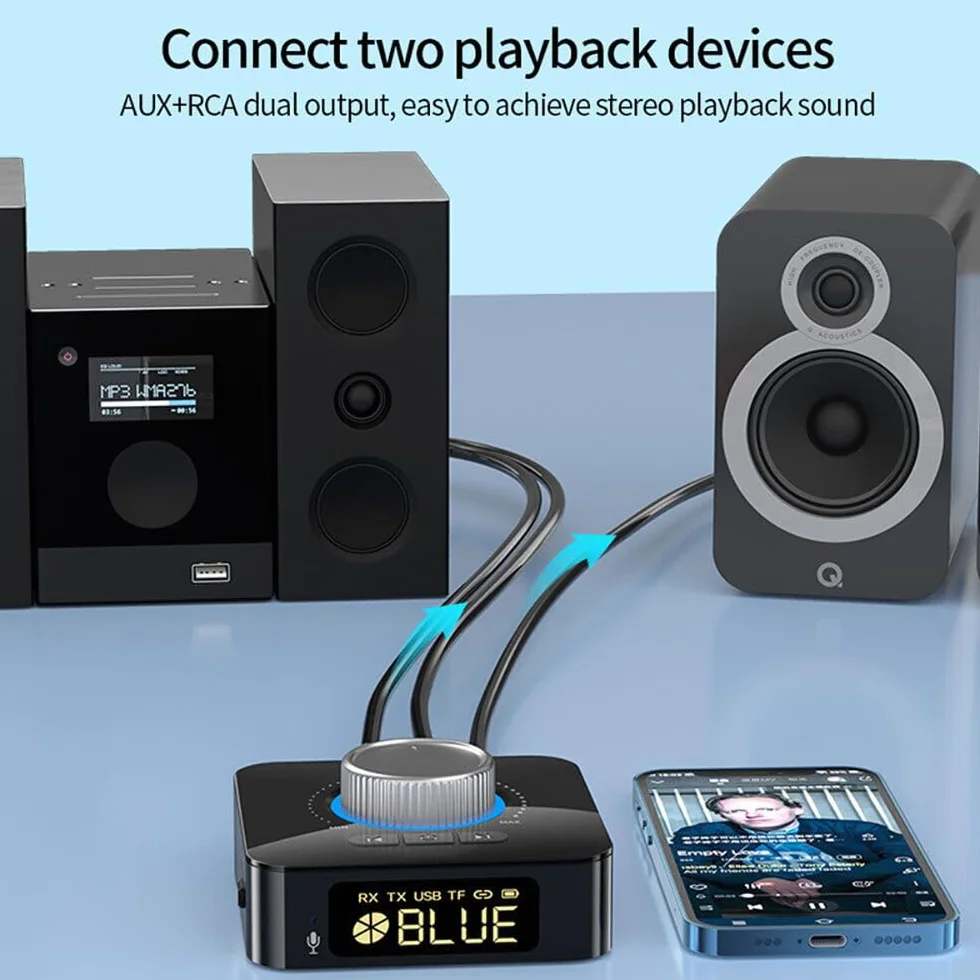 DollaTek Adattatore audio wireless 2 in 1 compatibile con Bluetooth Trasmettitore ricevitore leggero per TV PC Stereo Connect Speaker Cuffie