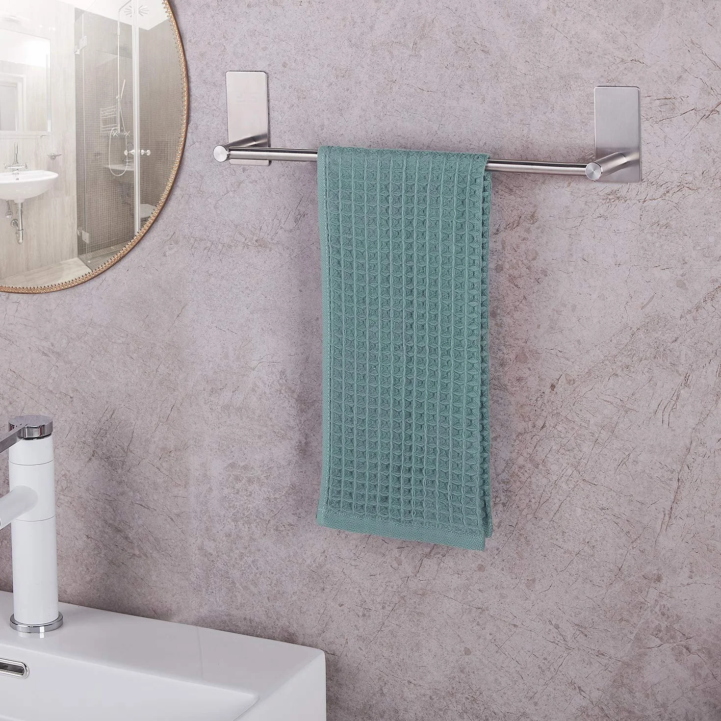 Vista Portaasciugamano da Bagno Autoadesivo 40cm Acciaio Inox