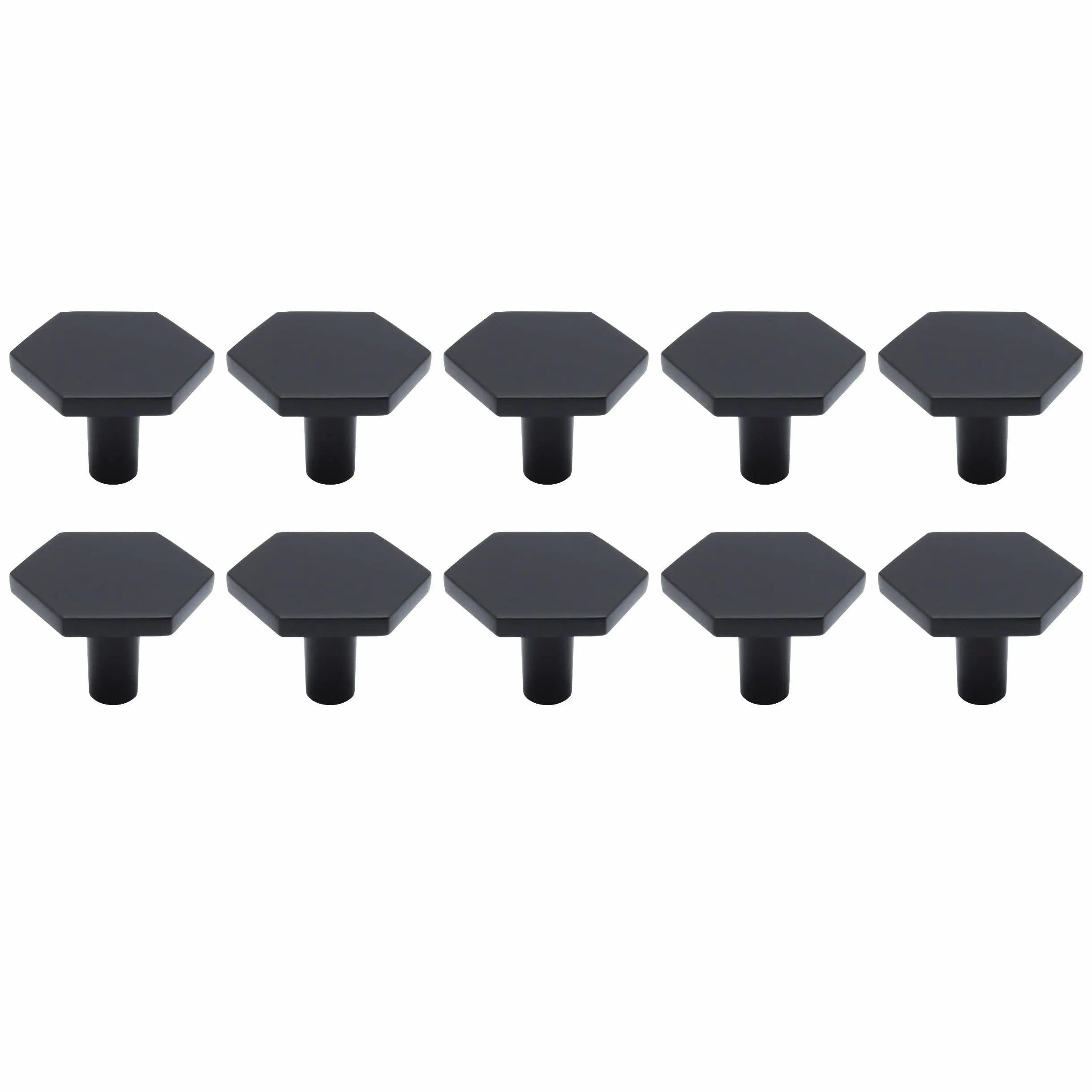 Natural Goods Berlin HEXAGON - Pomelli in metallo spazzolato per mobili, per porte, armadi, credenze, credenze, cassetti, da parete, con accessori di montaggio (10, nero)
