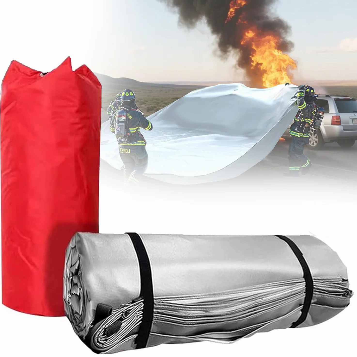 Coperta antincendio per la sicurezza del veicolo, resistente al calore e riutilizzabile con borsa per uso di emergenza in caso di incidenti e incendi
