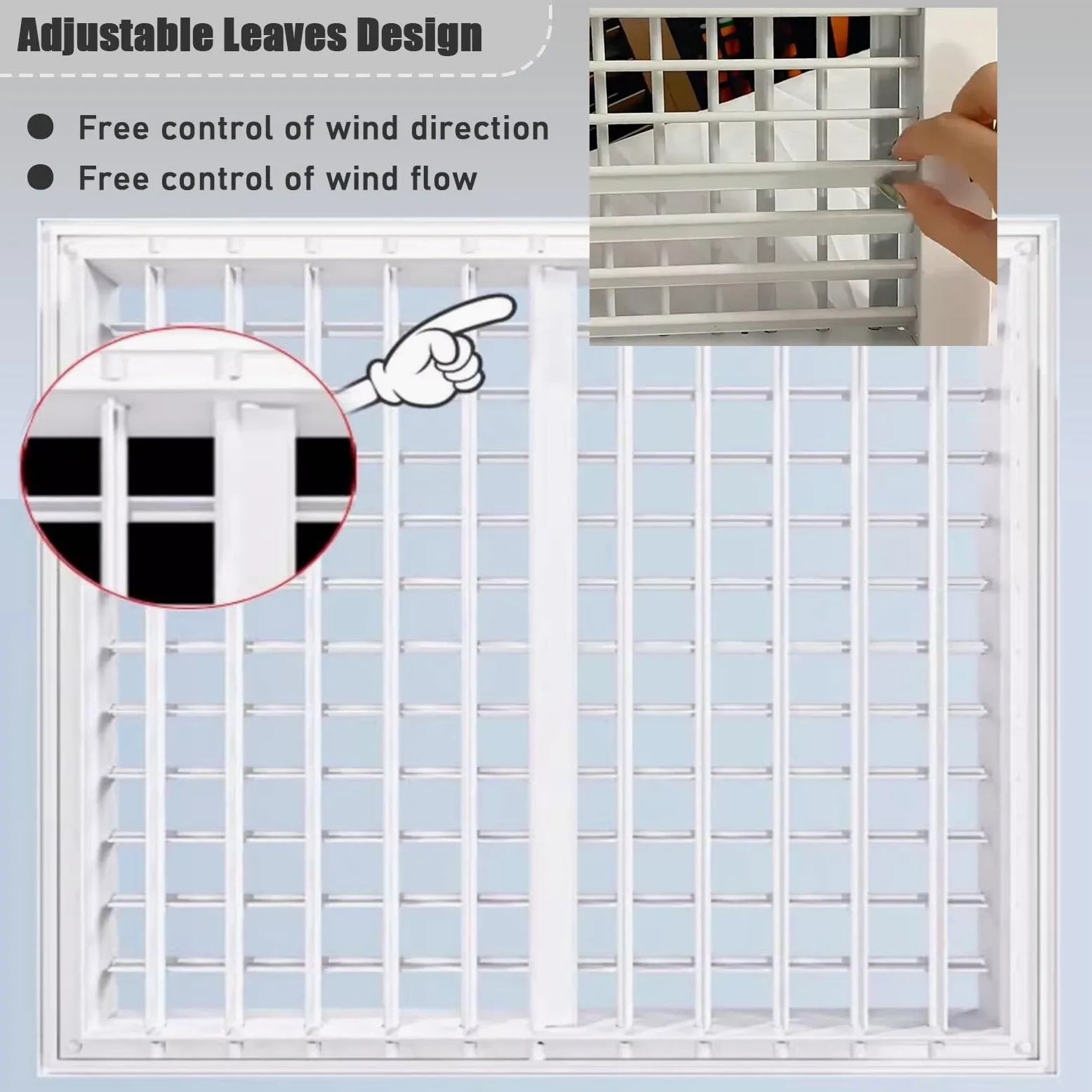 Griglia di Ventilazione Copertura Griglia Di Ventilazione In Alluminio, 15 25 30 40 50 60 cm Griglie Quadrate Con Lama Regolabile Per Ventilatore Di Scarico Per Bagno, Ufficio, Casa(150 x 150 mm (5 8/