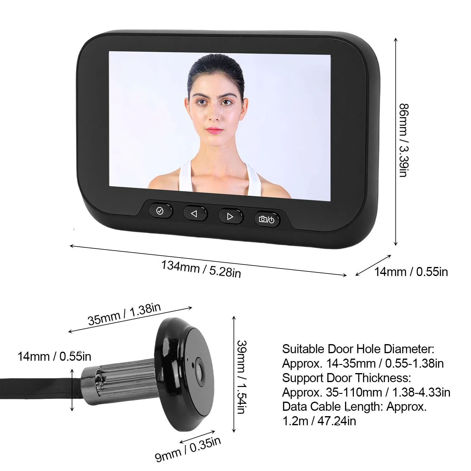 Fafeicy Videocamera Spioncino Schermo a Colori da 4,5 Pollici 1080P Grandangolo da 135 Gradi con Spioncino Digitale con Rilevamento del Movimento per Porta Dell'appartamento di