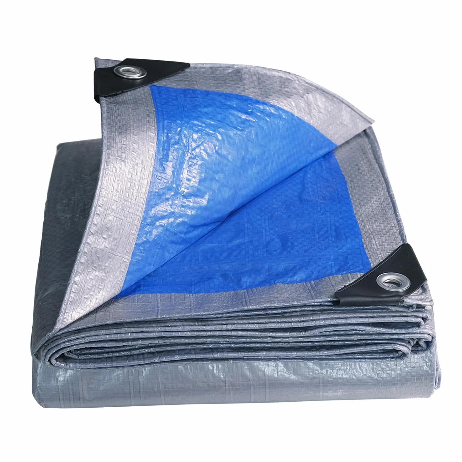 Telone Occhiellato Leggero Argento/Blu Antistrappo Impermeabile Antivento e Resistente ai Raggi UV per Auto,Camion,RV,Casa,Tenda,Barca,Piscina Telo 65g/m² （3x5）