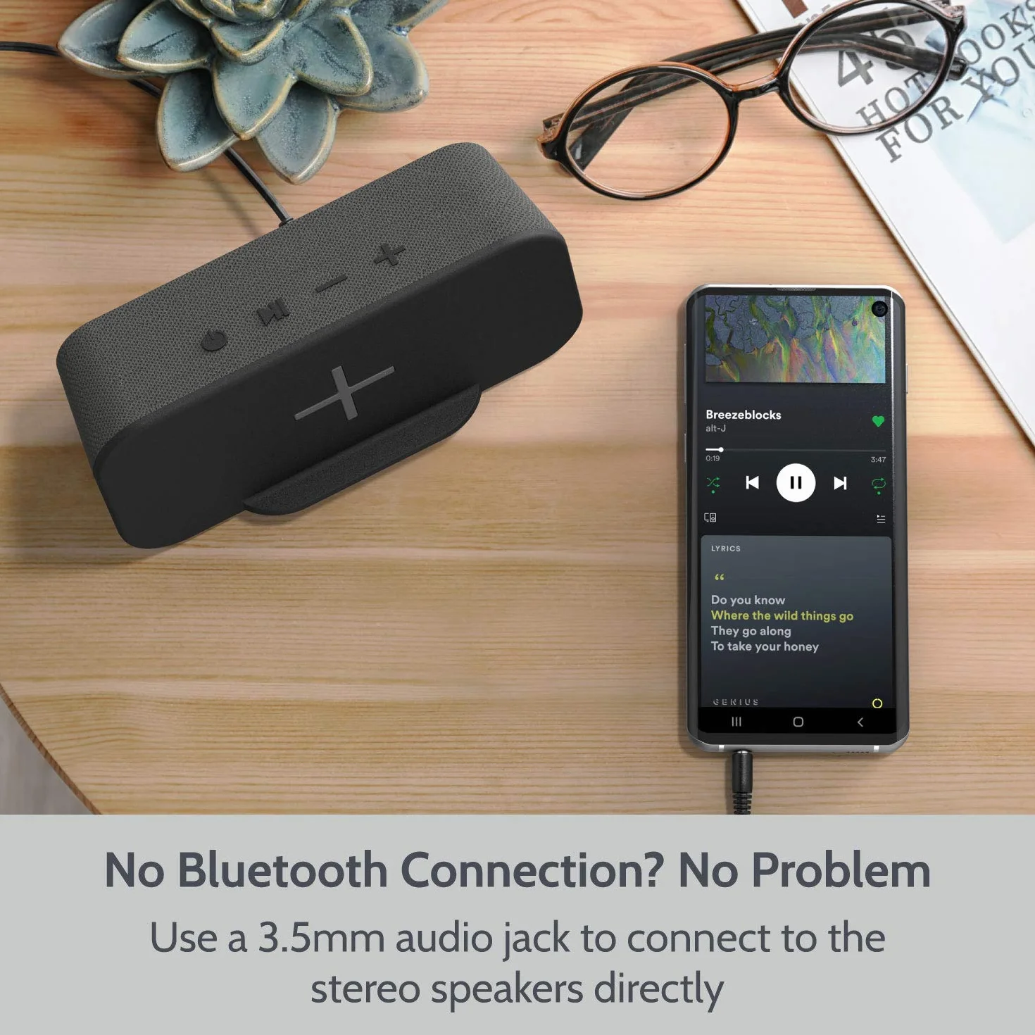 i-Box Caricabatterie wireless, altoparlante Bluetooth portatile, stazione di ricarica, caricabatterie Qi wireless, supporto per telefono iPhone e Android, altoparlanti stereo da 6 W, jack audio da 3,5