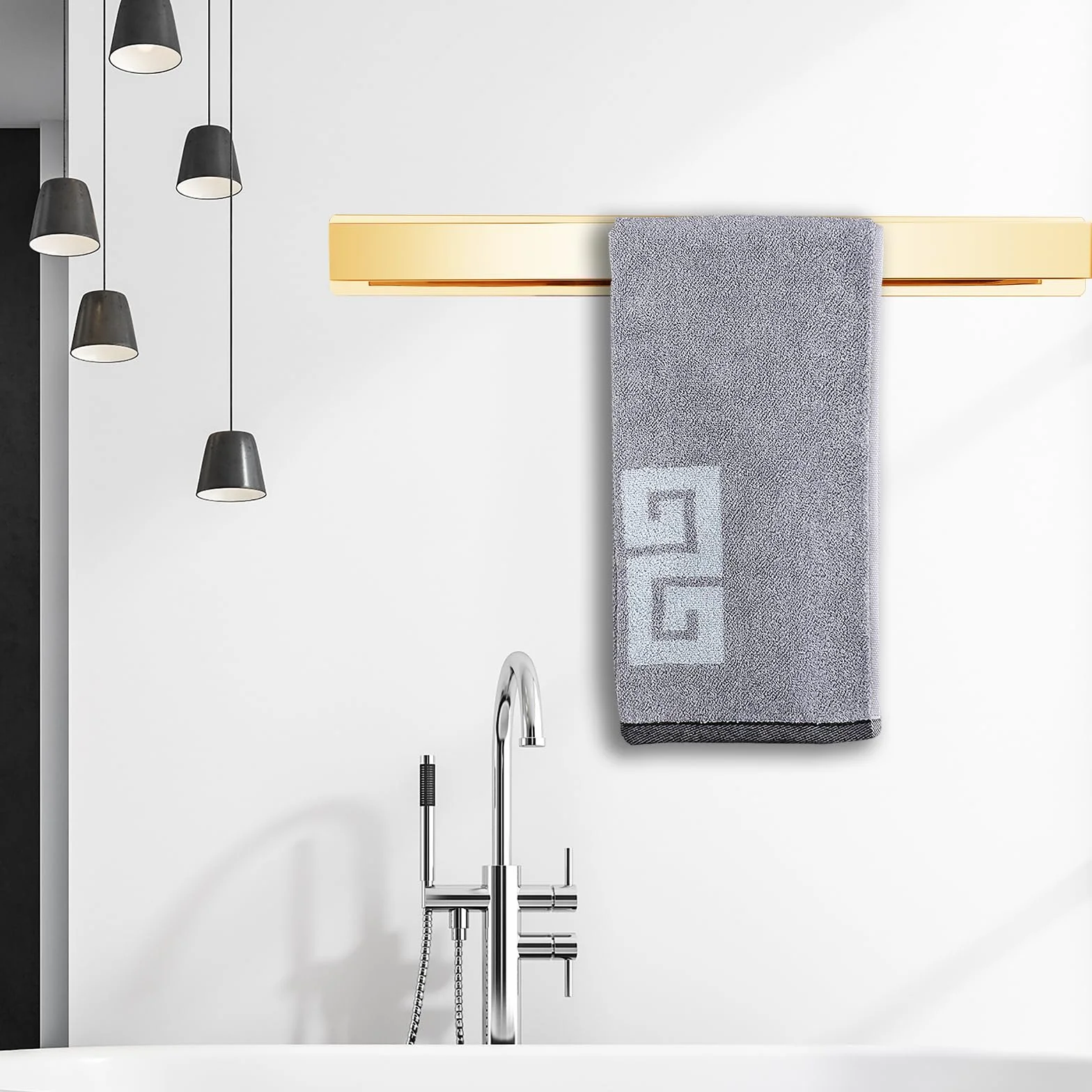 Portasciugamani da bagno in acciaio inossidabile impermeabile antiruggine 40 cm oro