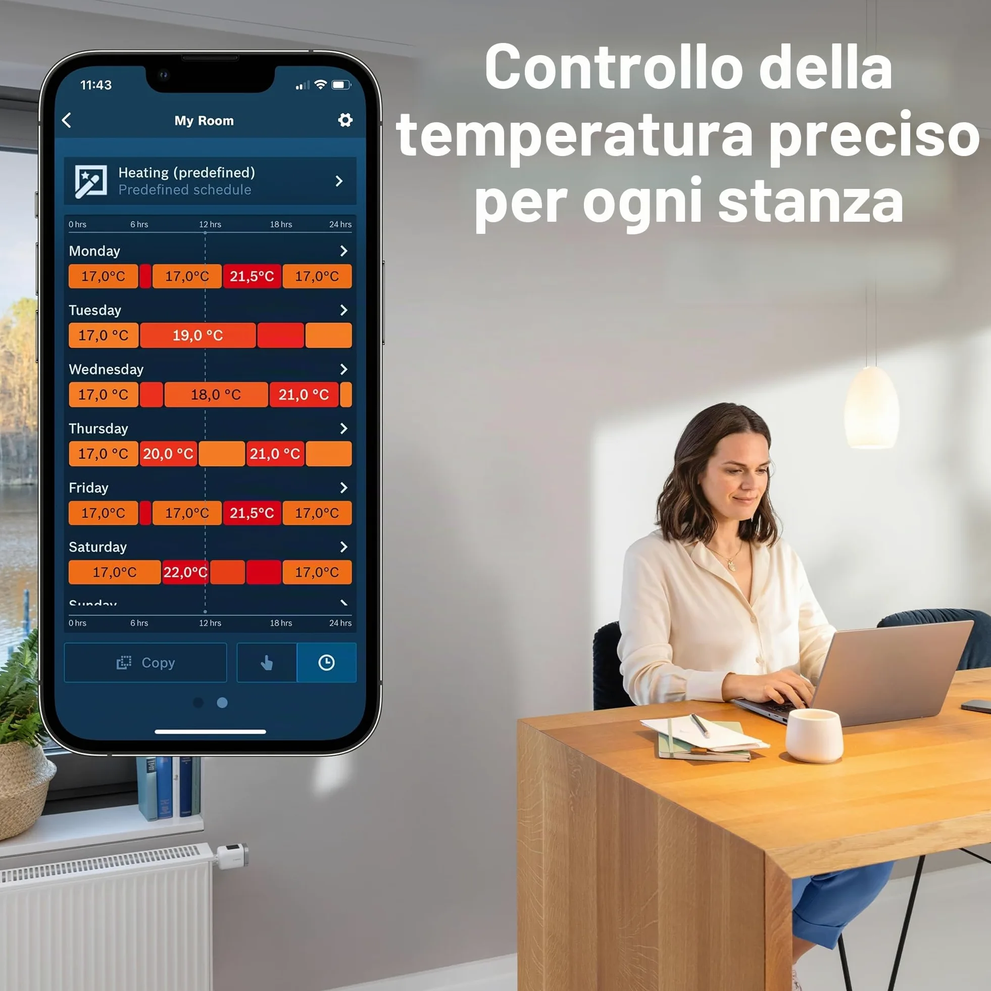Bosch Smart Home Termostato per radiatore II [+M], termostato intelligente, uso flessibile nel sistema Bosch Smart Home o in sistemi Matter di diversi produttori, set da 3 pezzi