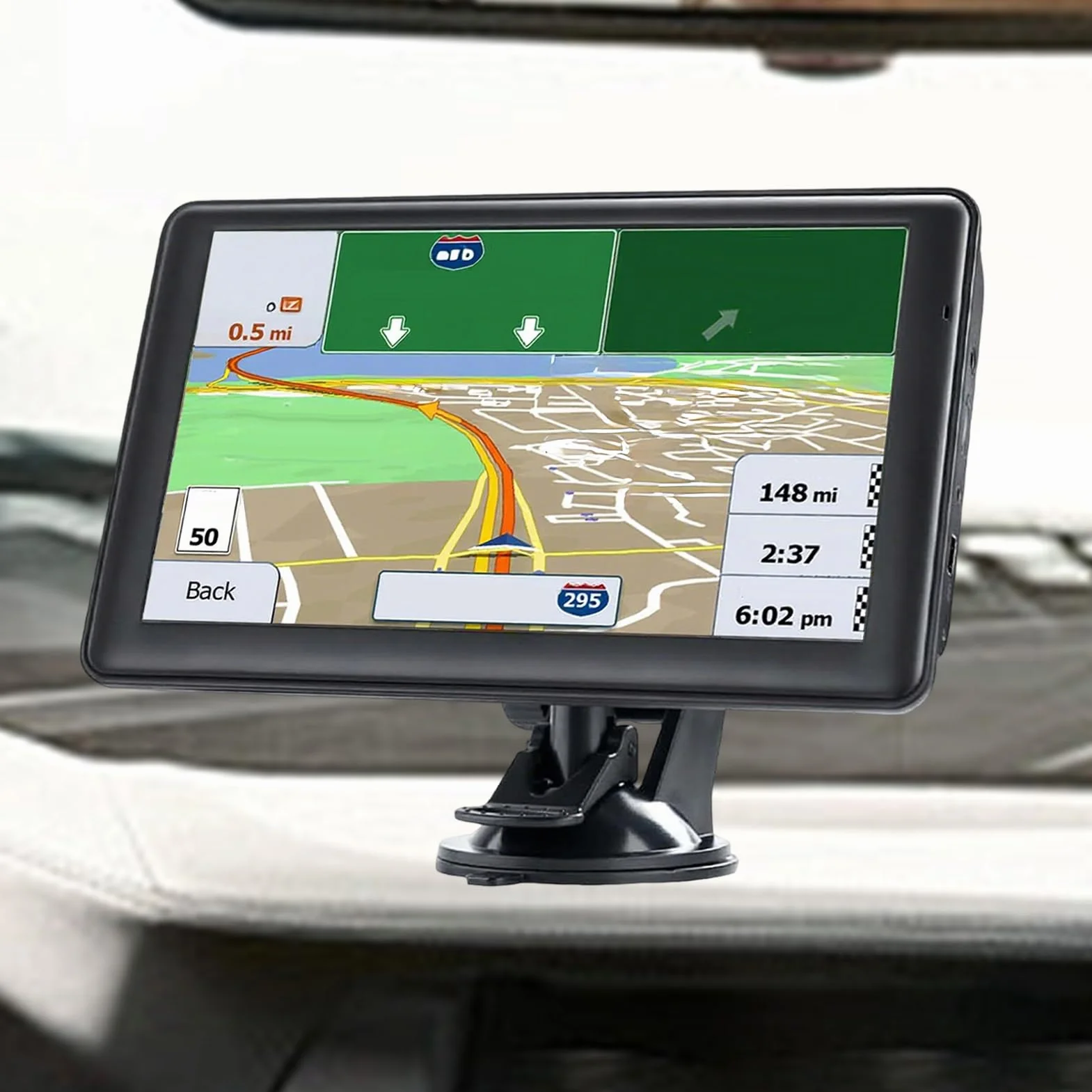 Navigatore satellitare da 7 pollici per auto, navigatore GPS H;D con mappe del Regno Unito e Europa, assistenza per la guida della corsia, aggiornamenti gratuiti, supporto navigazione postale ricerca