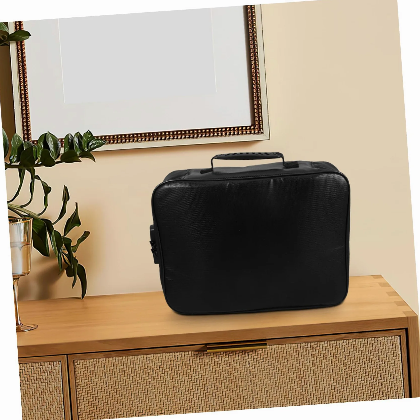 POPETPOP Organizzatore di Documenti Ignifugo, Borsa per Documenti da Viaggio con Serratura, Multistrato e Portatile per Casa e Ufficio, Nero