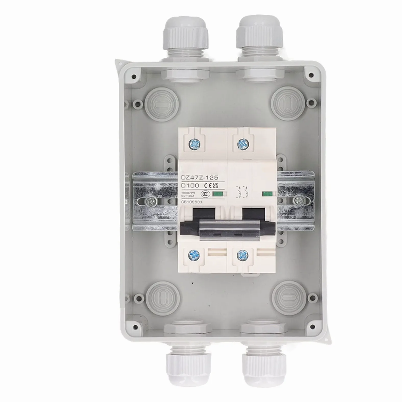 Wakects SG DC Interruttore Automatico Miniaturizzato PA66 2P Isolatore di Circuito DC 100A 1000V IP65 Copertura Trasparente Ampio Spazio di Cablaggio per Impianto Solare Fotovoltaico RV Off Grid e