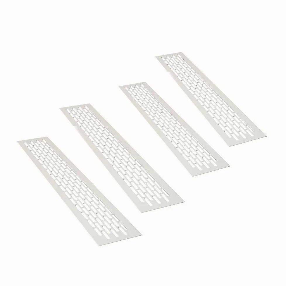 sossai® Griglia di ventilazione in alluminio - Alucratis (4 pezzi) | Rettangolare - dimensioni: 48 x 8 cm | Colore: bianco | areazione