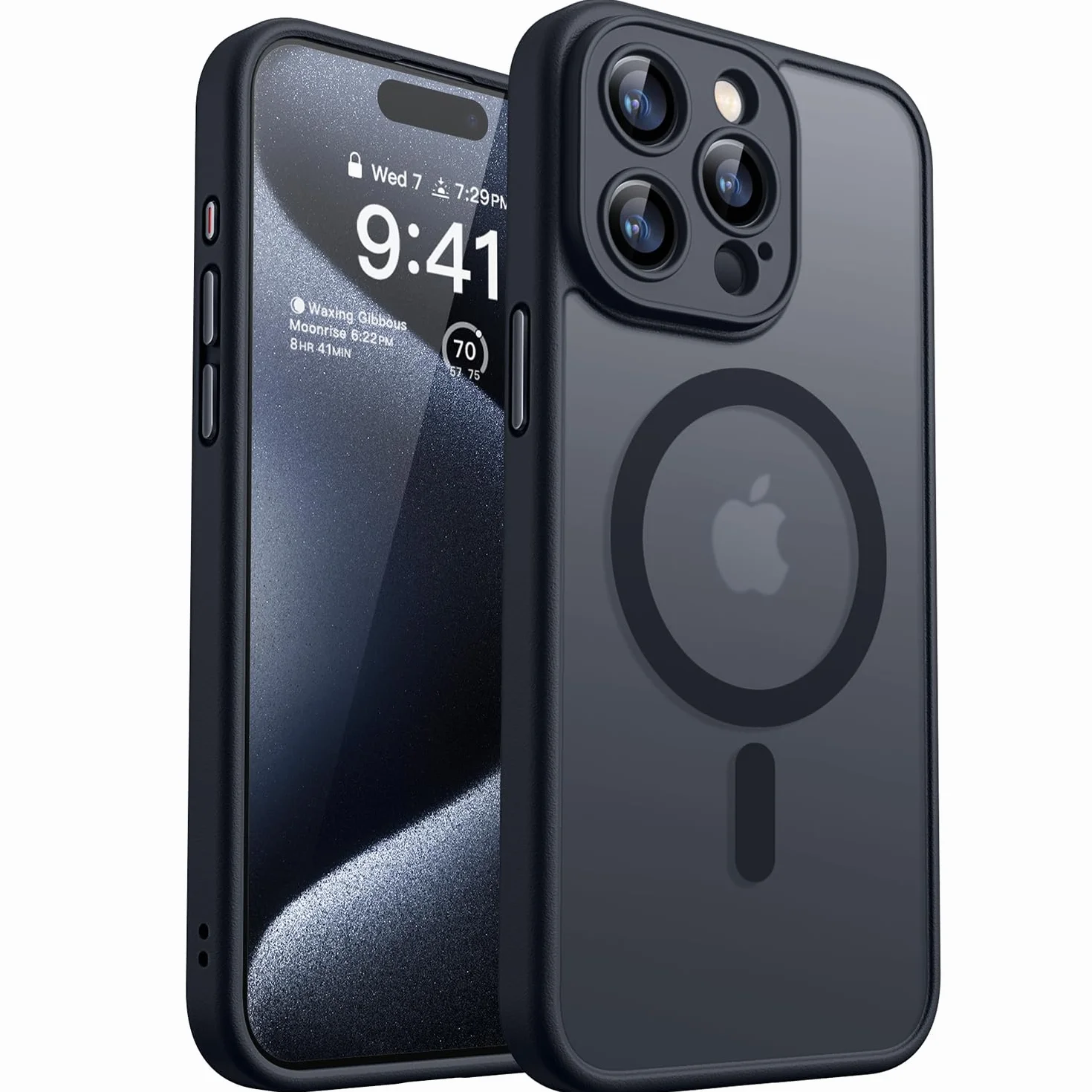 CANSHN Cover Magnetica per iPhone 15 Pro, Compatibile con MagSafe, [Protezione Completa Della Fotocamera], Custodia Traslucida Opaca Protettiva Sottile Antiurto 6,1 Pollici - Nero