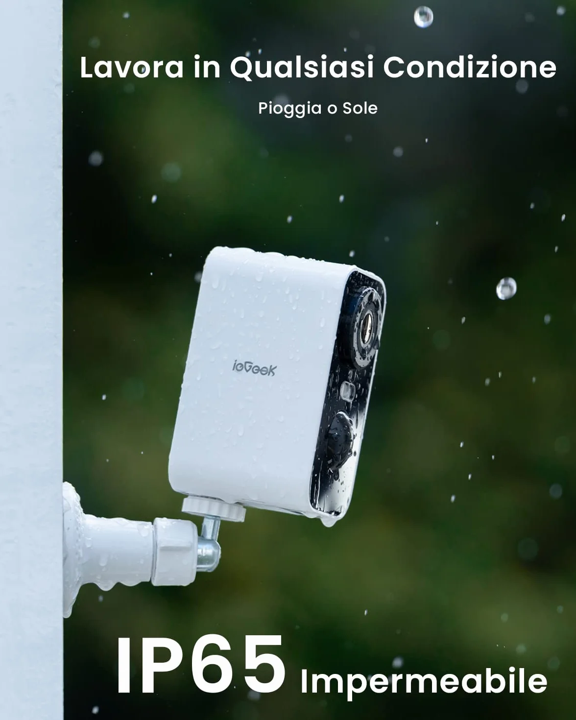 ieGeek 2K Telecamera Wi-Fi Esterno/Interno Senza Fili Batteria, Faro e Allarme Integrato, Visione Notturna a Colori, Rilevamento Movimento PIR, 2 Vie Audio, SD/Cloud Archiviazione, 2,4GHz WiFi, IP65