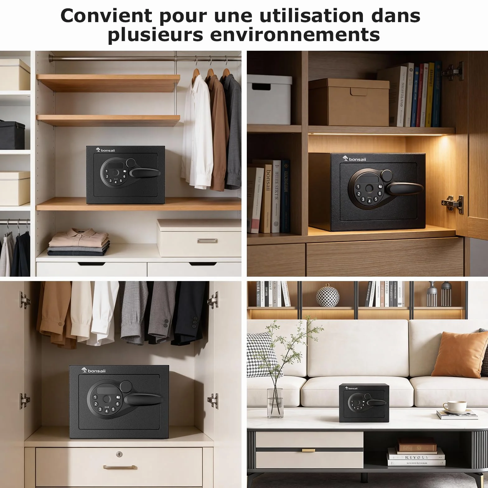 Bonsaii Cassaforte piccola da 6,6L con tastiera elettronica, cassaforte nascosta con chiave in acciaio, mini cassaforte per casa, ufficio e hotel, SF005
