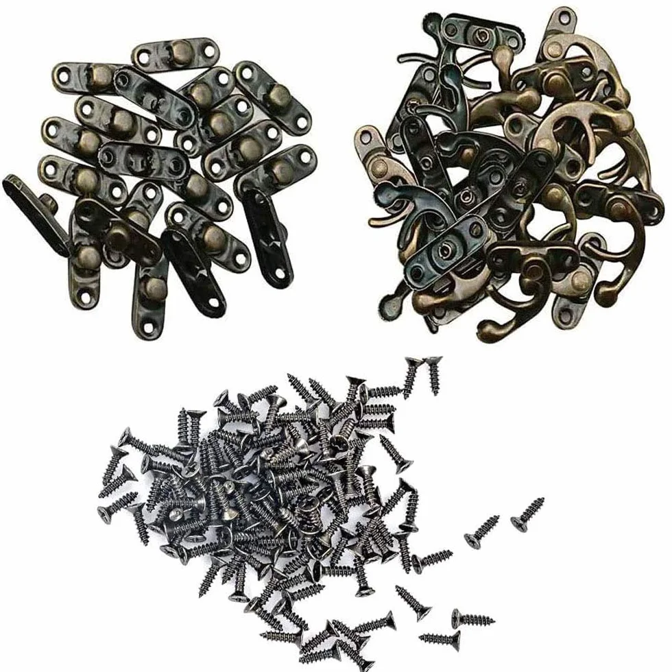 Antico Hasp di Bronzo 20 Pezzi per Scatola di Gioielli in Legno Decorativa