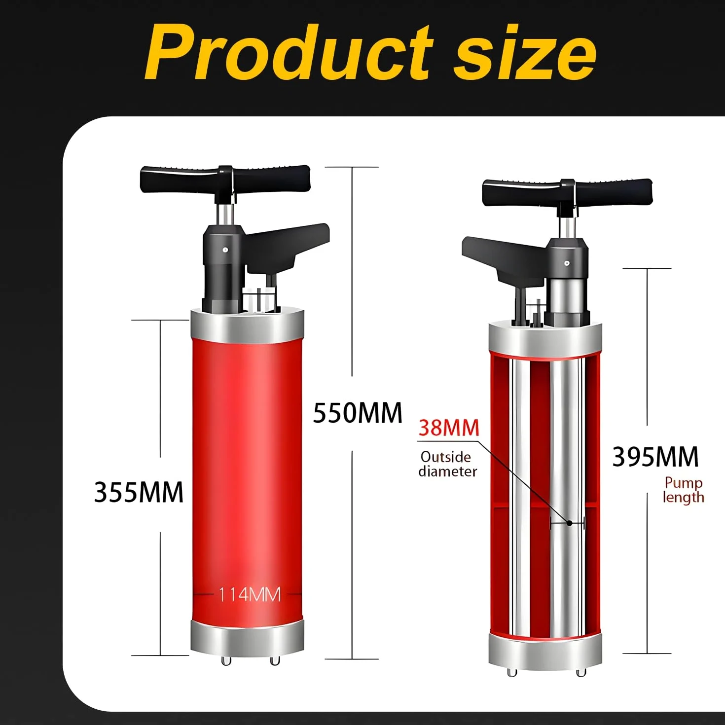 Stura WC con 4 Ventose, Pompa Stura Scarichi con Barometro, Sturalavandini a Pressione, Sturalavandino Ad Aria Compressa, per Disintasare WC, Lavello, Doccia, Lavandini, Scarico