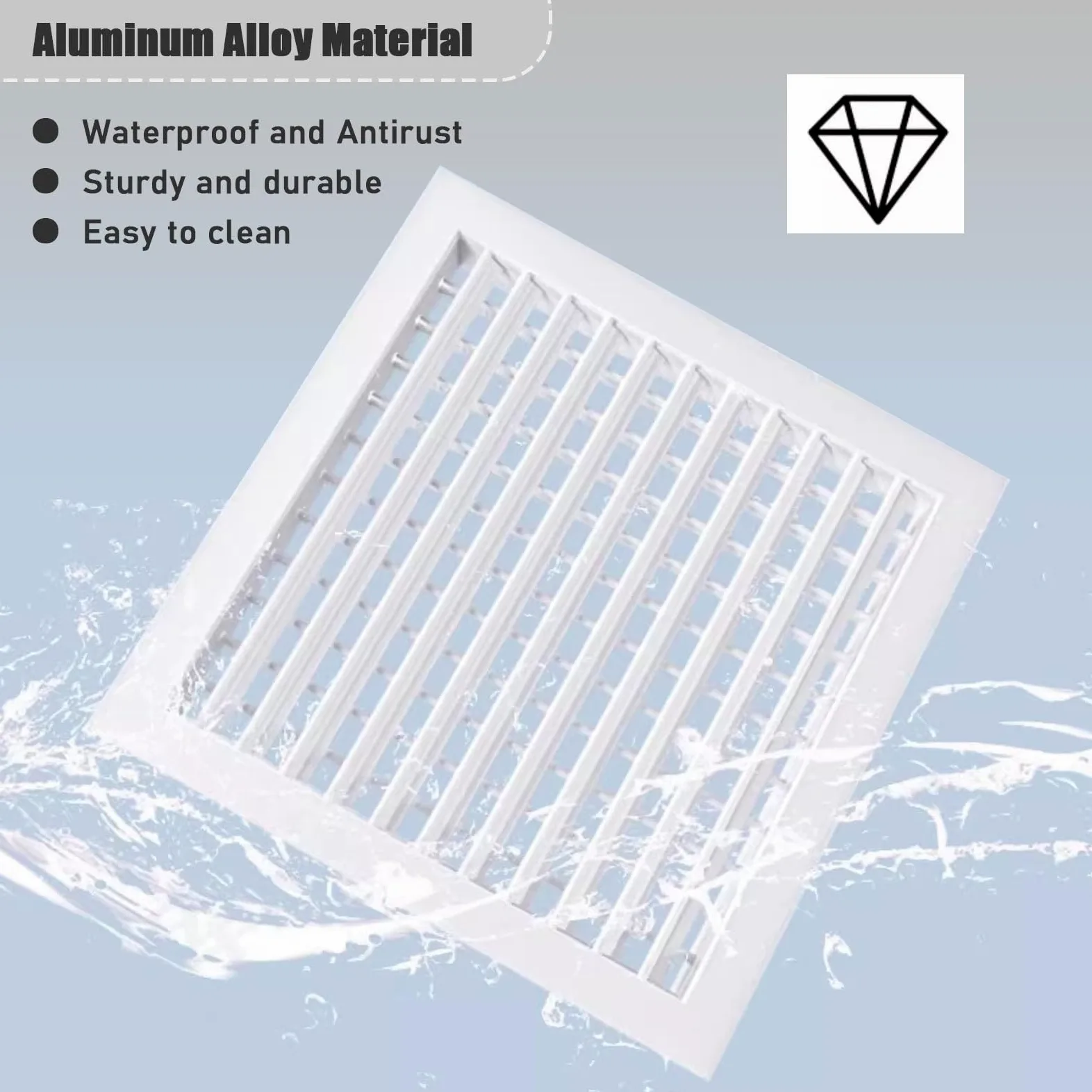 Griglia di Ventilazione Copertura Griglia Di Ventilazione In Alluminio, 15 25 30 40 50 60 cm Griglie Quadrate Con Lama Regolabile Per Ventilatore Di Scarico Per Bagno, Ufficio, Casa(150 x 150 mm (5 8/