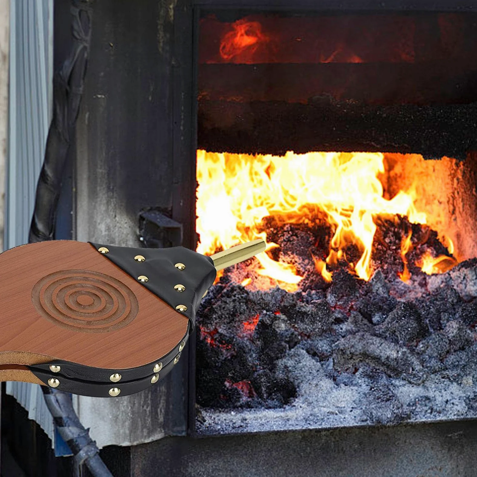 Soffietto in legno, soffietto for camino in ergonomico in pelle di grandi dimensioni for Soffiatore manuale for griglia for in con cinghia