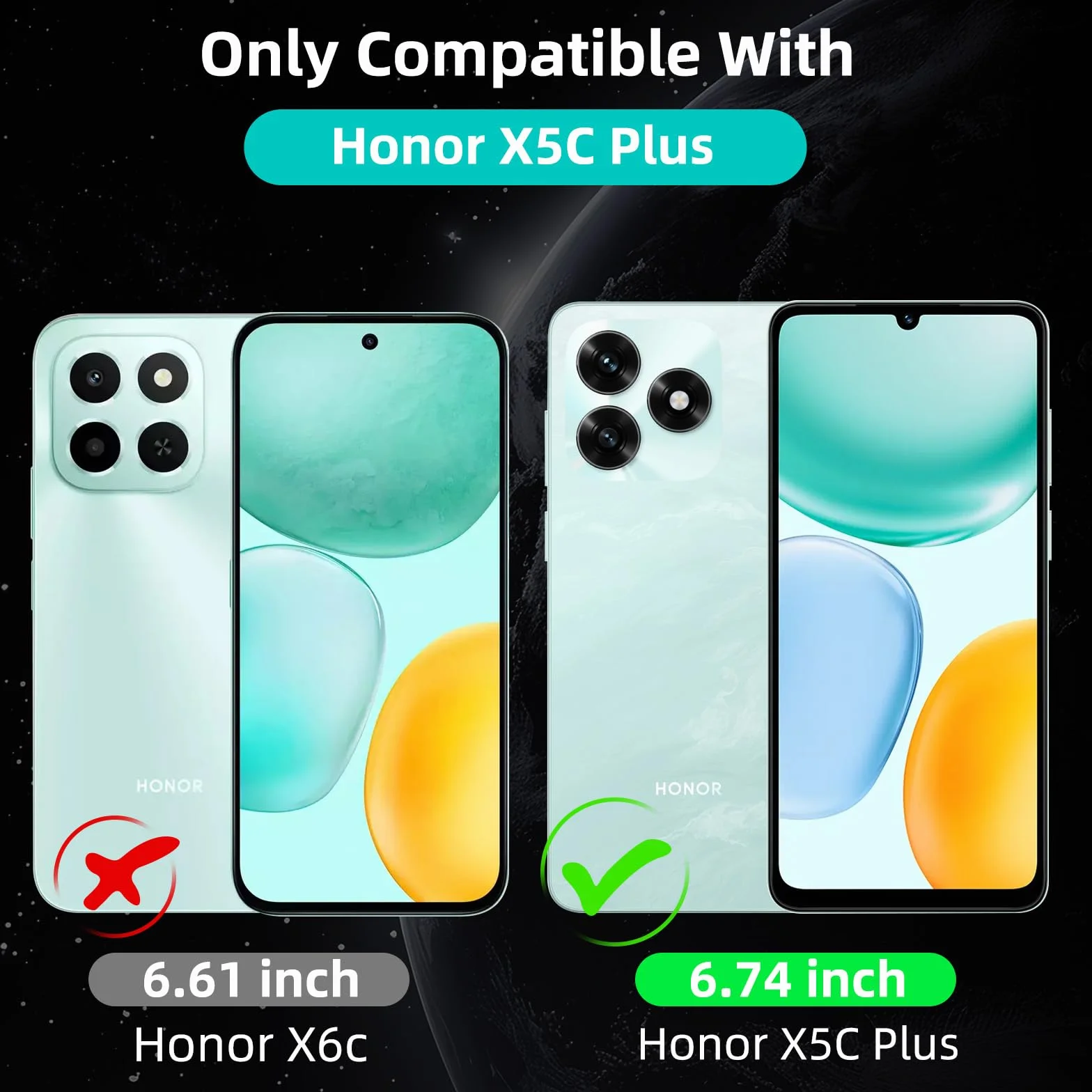 Cover per Honor X5C Plus Portafoglio Pelle PU Premium, Custodia Scomparti Carte Antiurto Protettiva Case con 1 Vetro Temperato, Nero