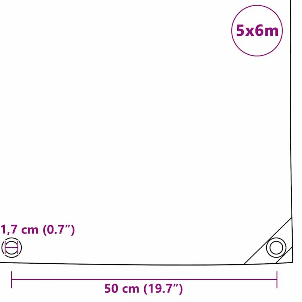 Telone 650 g/m² in tela con rivestimento in PVC, 5 x 6 m, bianco, resistente alle intemperie, agli strappi, ai raggi UV, con occhielli, per giardino, campeggio, auto, rimorchio, protezione e