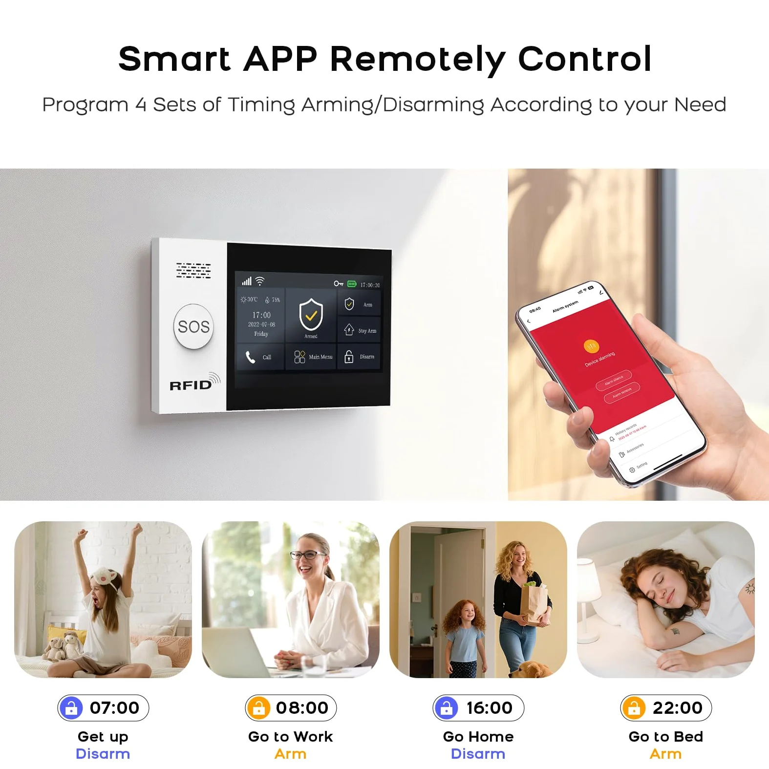 PGST kit sistema di allarme antifurto casa wireless domestico WiFi/4G SIM, APP Tuya Smartlife, RFID, sirena, sensori porta finestra, rilevatore di movimento