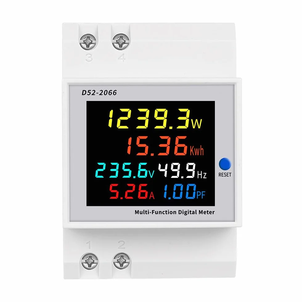 Misuratore di energia monofase Tester Monitor di utilizzo dell'elettricità 6 in 1 Multimetro AC 40-300V 100A Voltmetro Amperometro Watt Kwh Frequenza Misuratore di potenza 230V (TA incorporato)