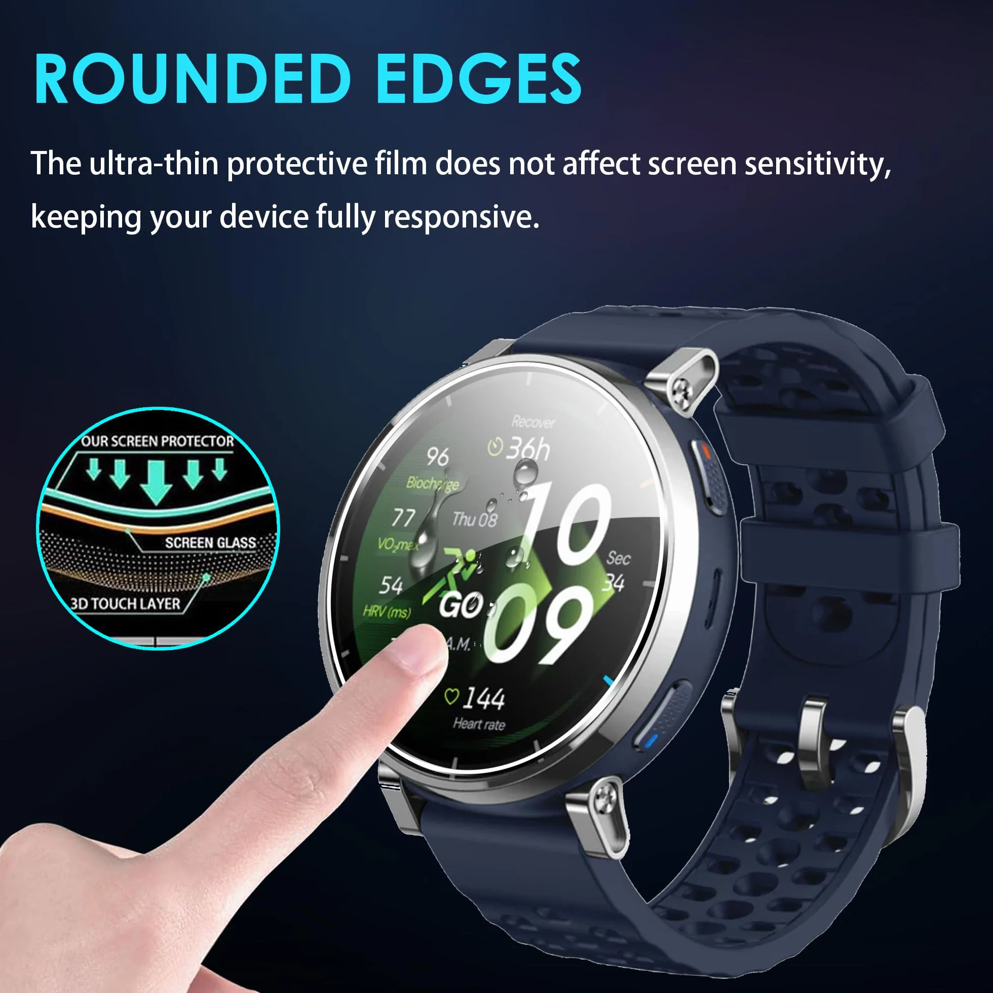 Lemxiee 3 Pezzi Pellicola Vetro Temperato per Amazfit Active 3 & 3 Premium