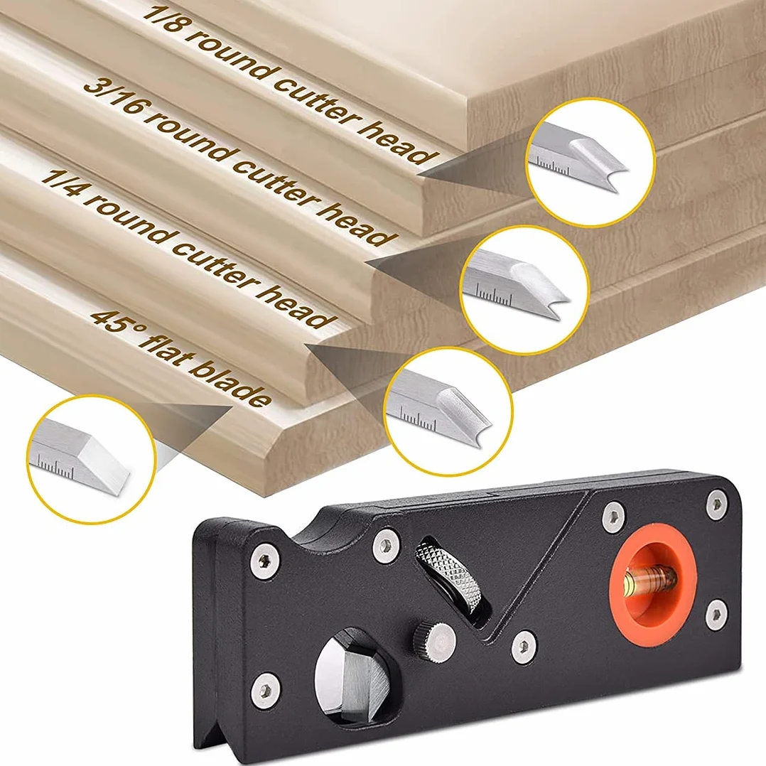 Pialla angolare per legno Set di piallatrici per falegnameria pialle angolari per legno Mano Smussatura Pialla Adatto per Taglio Rapido Bordo del Legno (con 4 coltelli)