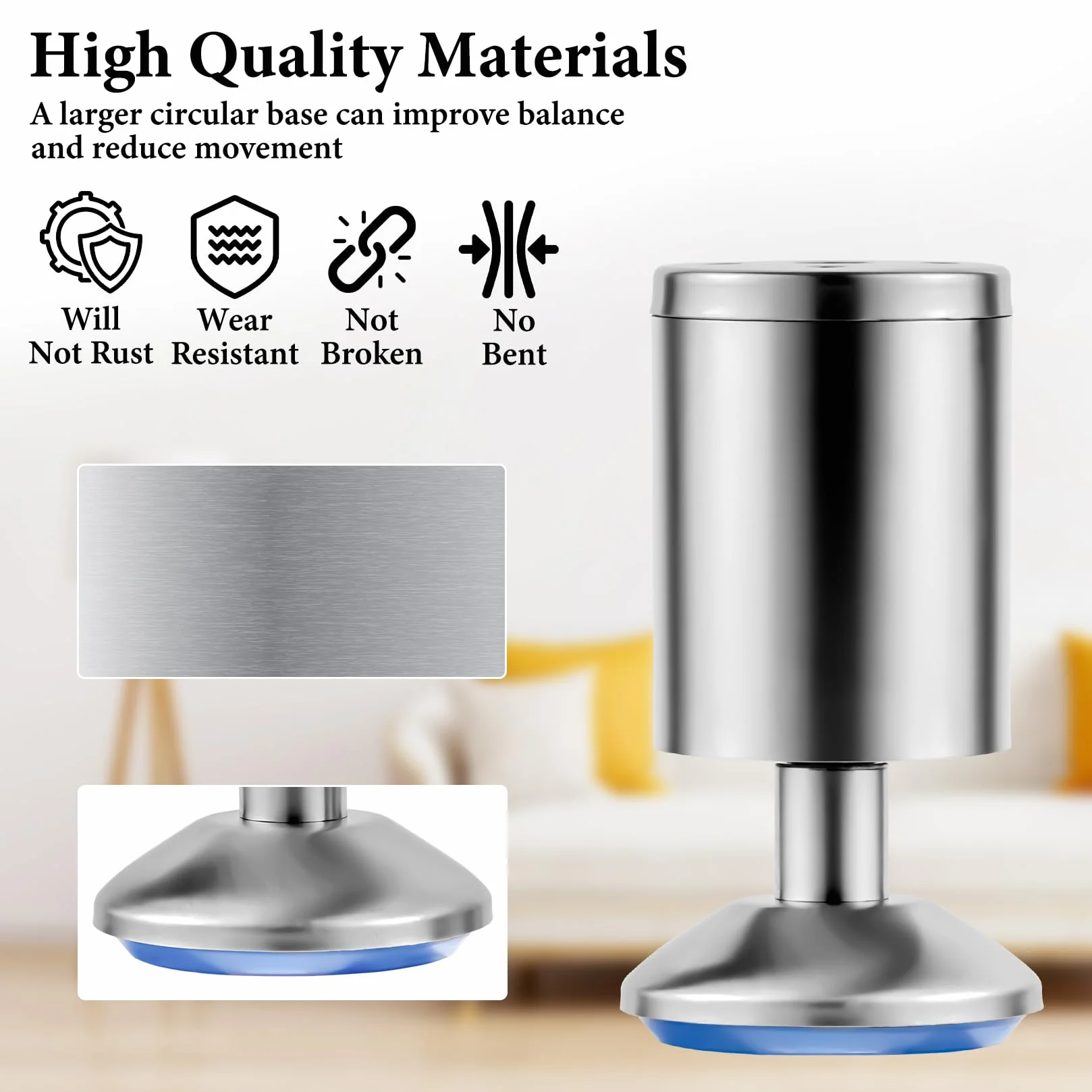 Piedini Regolabili per Mobili in Acciaio Inox 10cm 0-10mm Gambe per Tavolo Sedia Divano