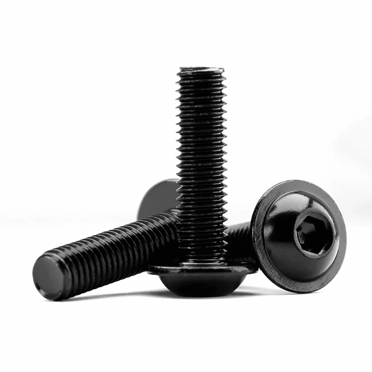 Viti a Brugola M5 x 8 mm Testa Bombata Flangia Esagono Incassato 304 Acciaio Inox Nero Filettatura Completa 60 Pezzi
