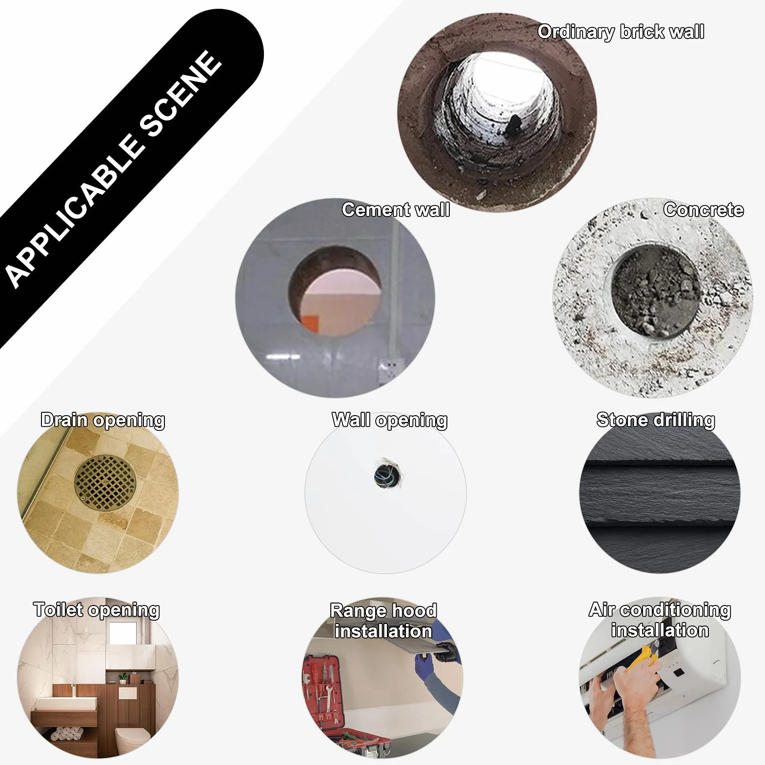 CPROSP Corona diamantata 82 mm 1¼" UNC 420 mm punta per trapano calcestruzzo cemento armato