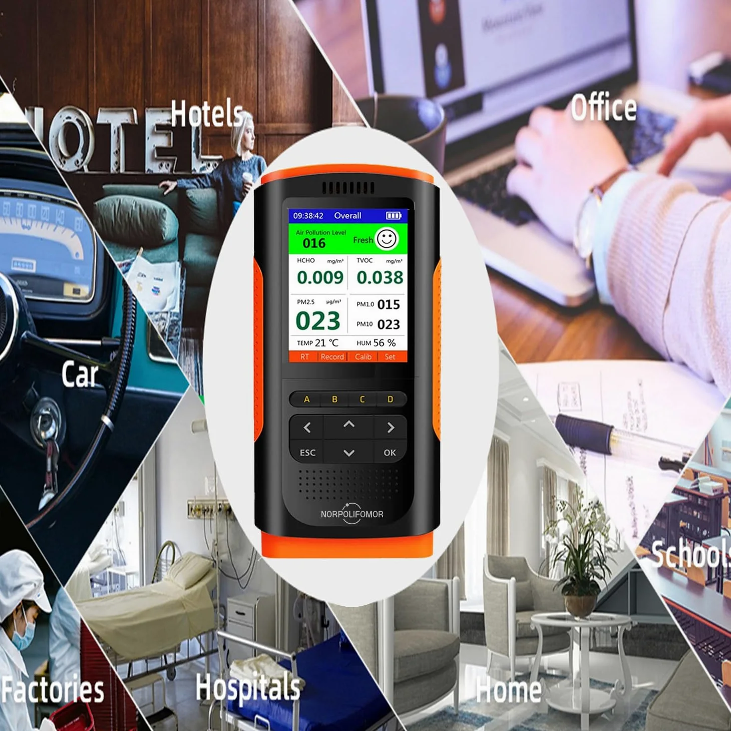 Misuratore di qualità dell'aria in tempo reale del tester del monitor del tester di trattamento della formaldeide, soluzione di rimozione della formaldeide TVOC Misuratore di