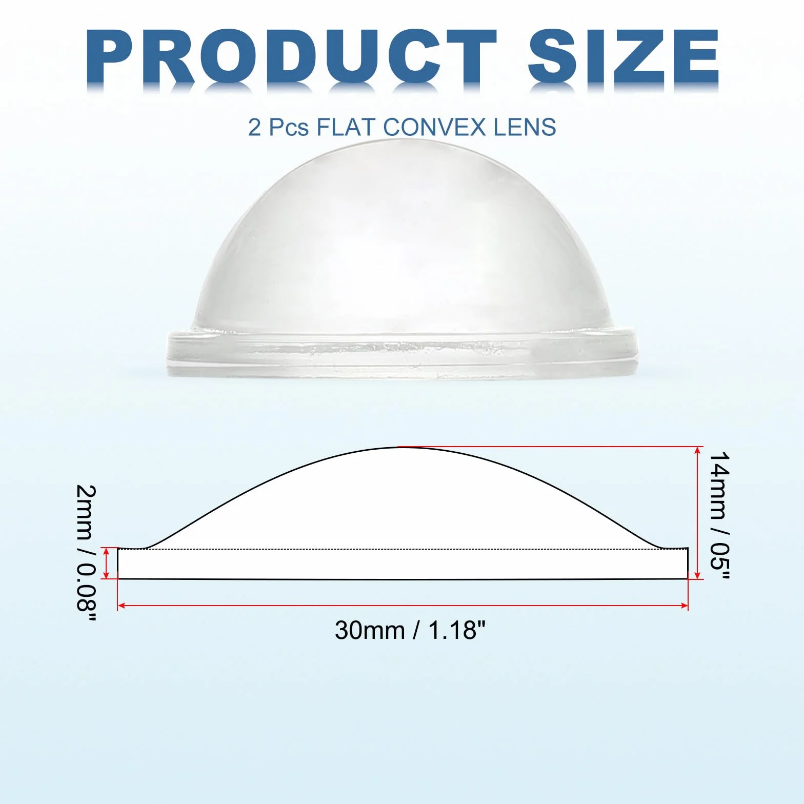 PATIKIL Lente Convessa Piatta Diametro 30mm, 2 Pezzi Altezza 14mm Vetro Borosilicato Alto Lente Ottica Convessa Condensatore Con Bordo Per Torcia Faro Auto Bicicletta, Trasparente 2mm