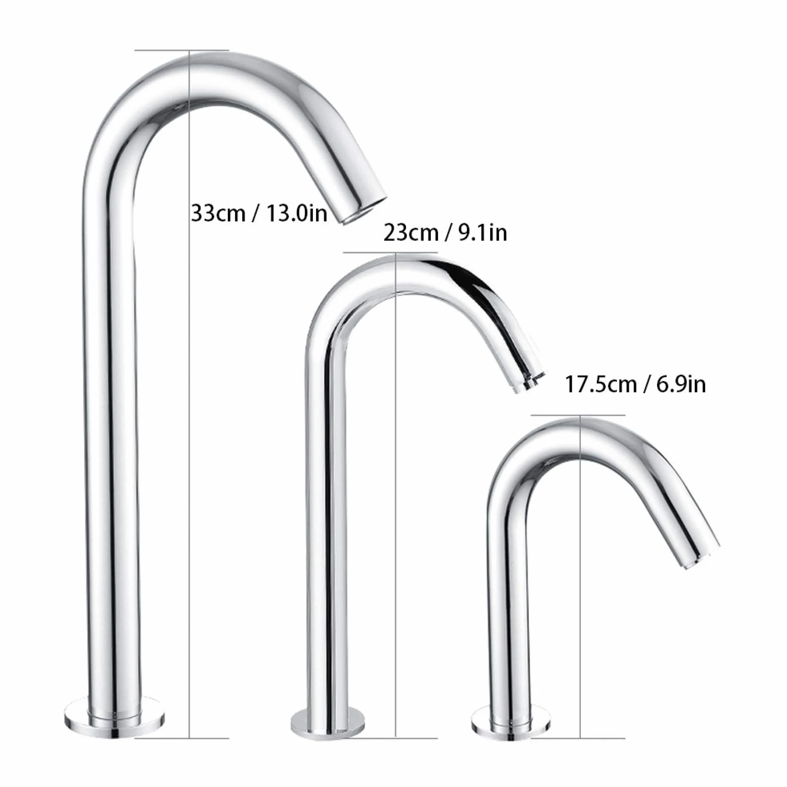 Rubinetto Automatico a Infrarossi con Sensore G1/2 Pollici, Acciaio Inossidabile, per Lavabo Bagno 17,5 cm