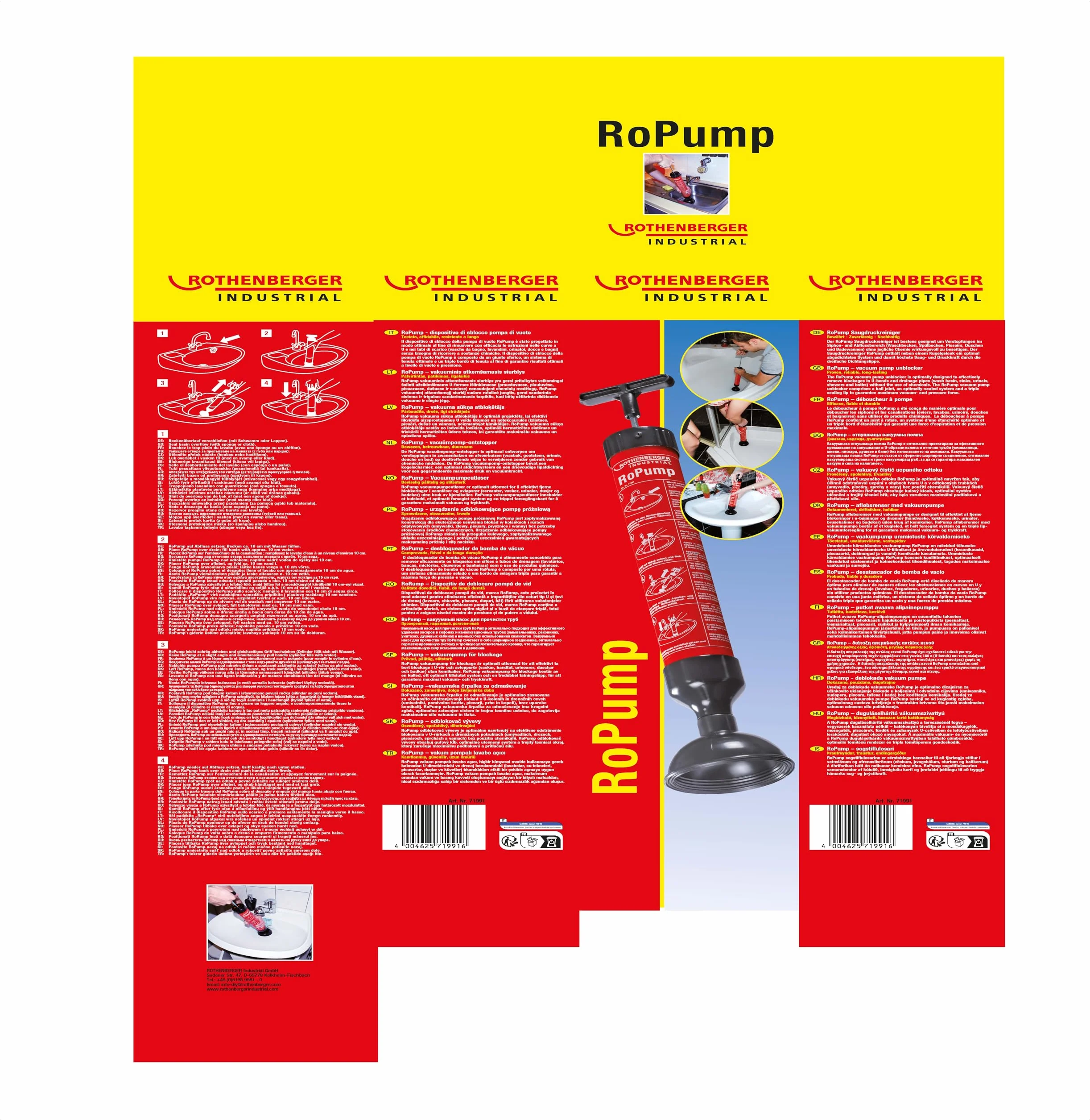 Rothenberger 71991 Ropump Pompa di Disotturazione ad Aspirazione, Nera
