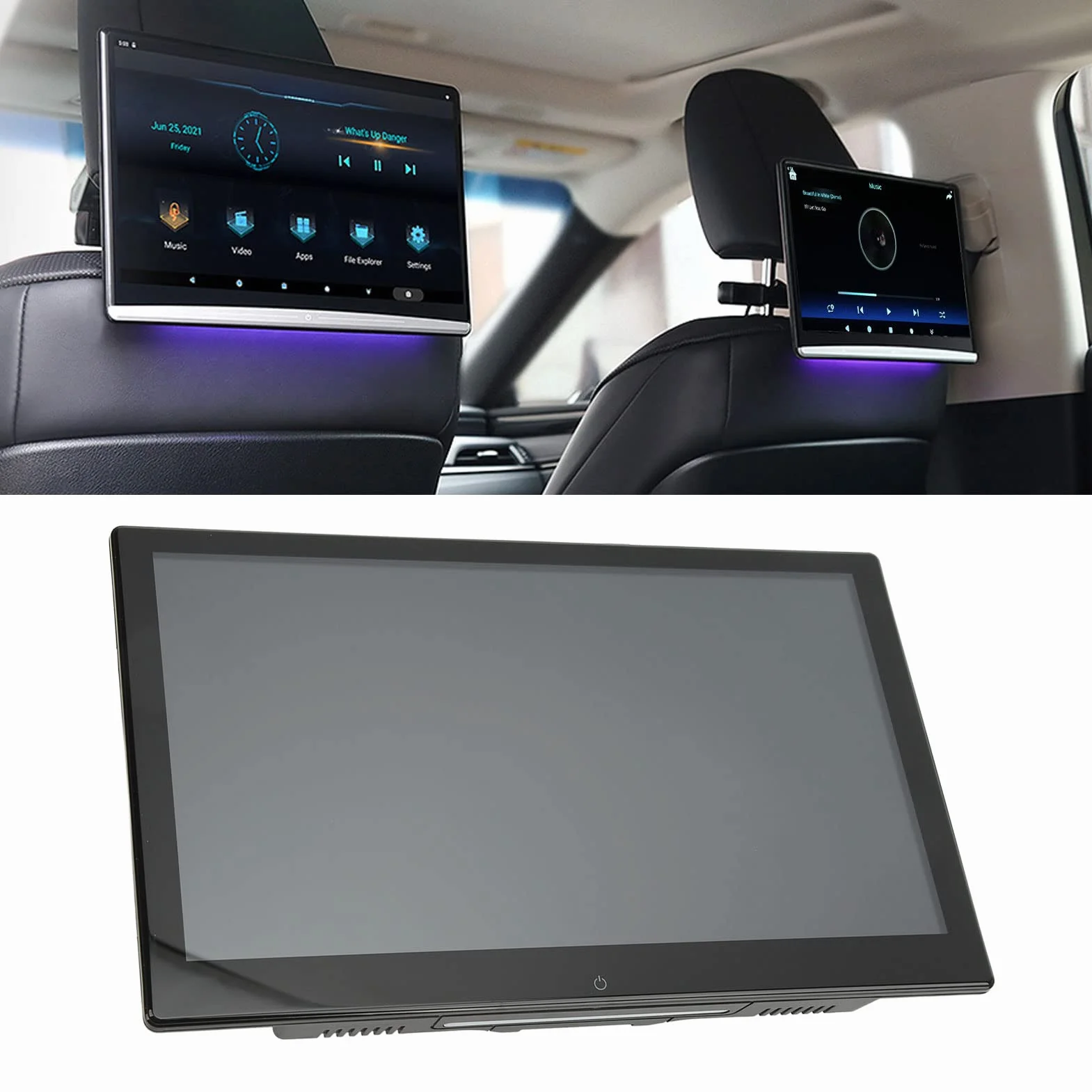 Monitor per Poggiatesta per Auto, Touch Screen 4K 1080P da 13,3 Pollici 2 + 16G Cuscino per Sedile Posteriore Lettore Multimediale Lettore Video per Sedile Posteriore per Auto per
